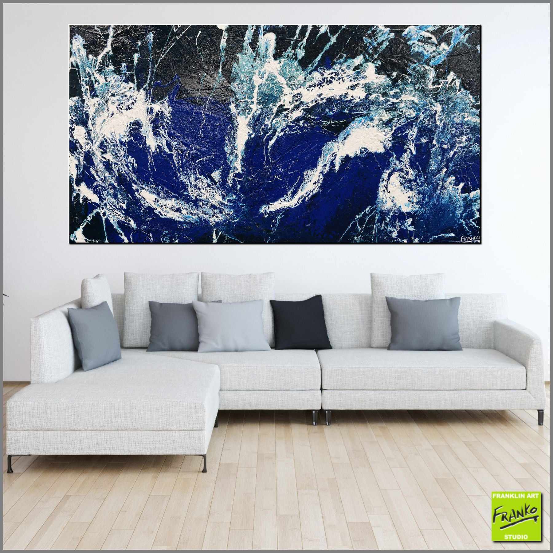 Blu Drift 190cm x 100cm White Blue Textured Abstract Painting (SOLD)-Abstract-[Franko_Artist]-[Australian_artist]-[Gold_Coast]-[Brisbane]-[modern]-[contemporary]-[original]-[Large_artwork]-[The_Block]-[Dream_Homes]-[ideas]-[Grand_Designs]-[Art_Lover]-Franklin Art Studio