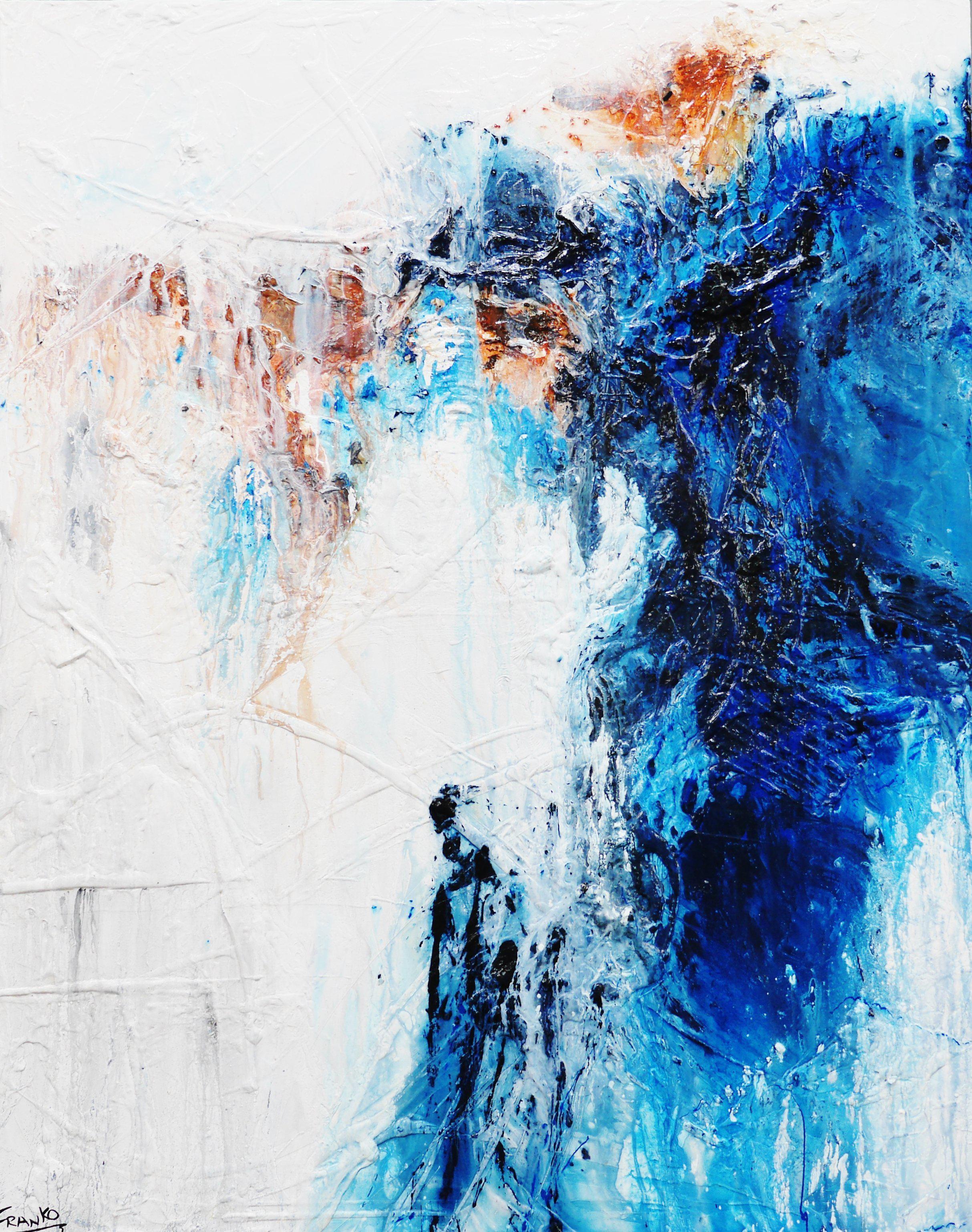 Blu Peaks 120cm x 150cm Blue White Abstract Painting (SOLD)-Abstract-[Franko_Artist]-[Australian_artist]-[Gold_Coast]-[Brisbane]-[modern]-[contemporary]-[original]-[Large_artwork]-Franklin Art Studio