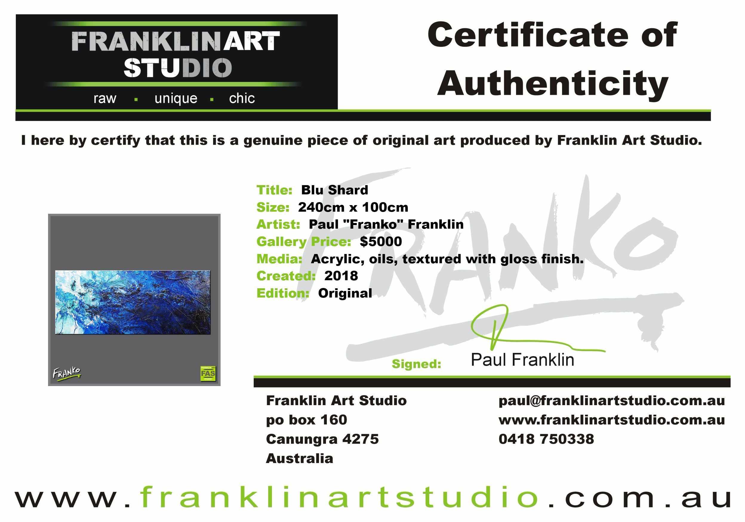 Blu Shard 240cm x 100cm Blue Abstract Painting (SOLD)-Abstract-[Franko_Artist]-[The_Block]-[Dream_Homes]-[ideas]-[Grand_Designs]-[Art_Lover]-Franklin Art Studio