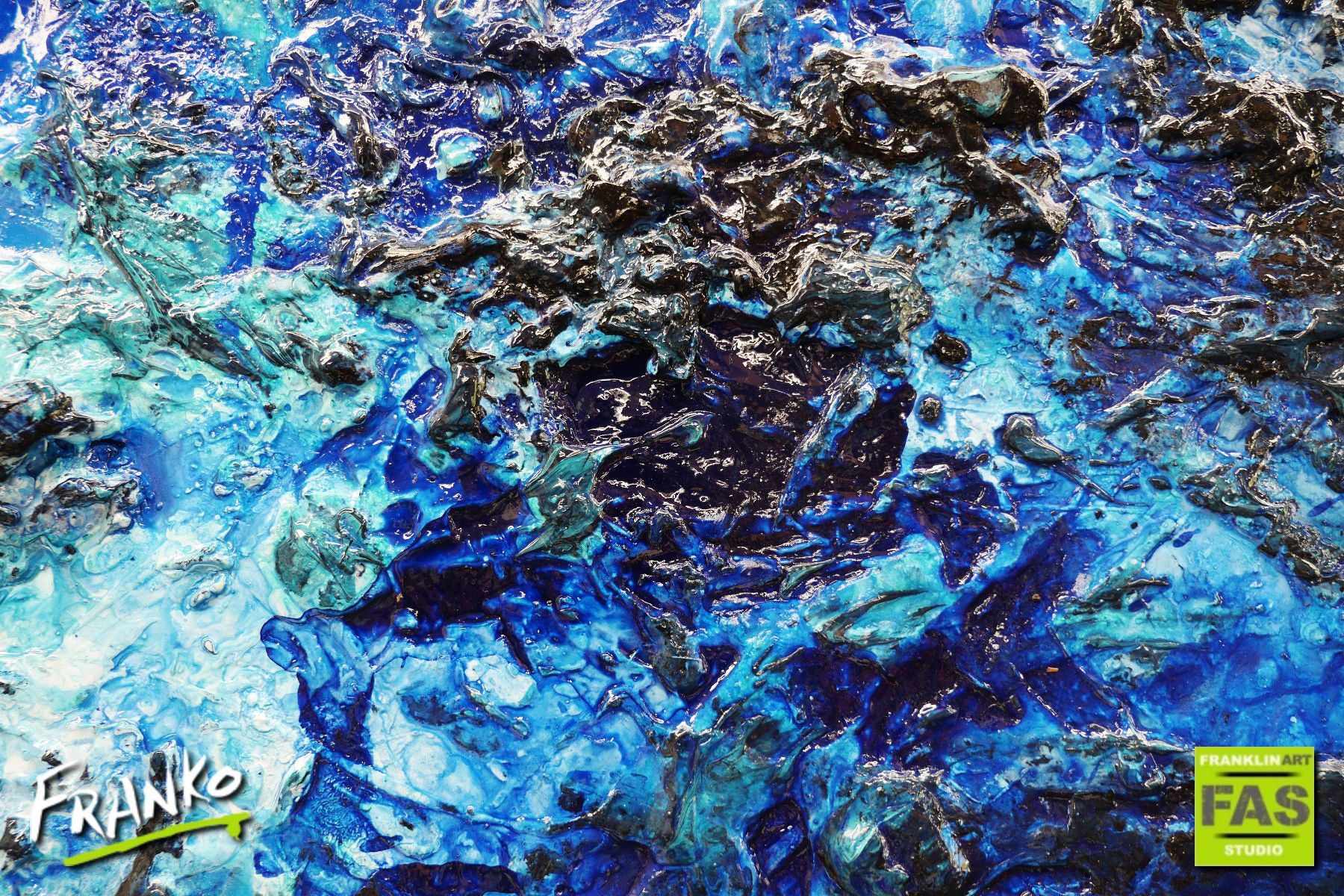 Blu Shard 240cm x 100cm Blue Abstract Painting (SOLD)