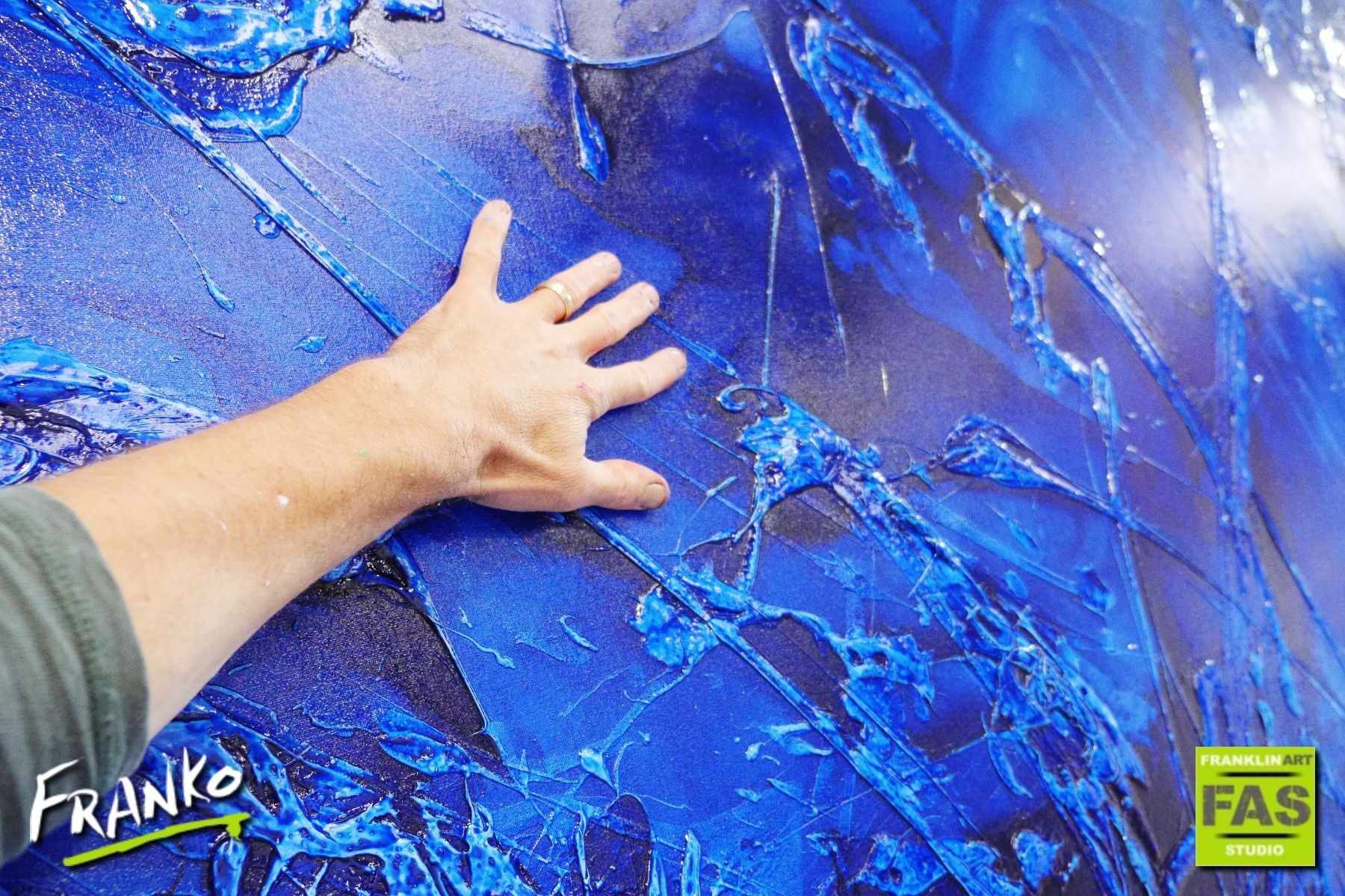 Blue Alone 270cm x 120cm Blue Abstract Painting (SOLD)-abstract-[Franko]-[Artist]-[Australia]-[Painting]-Franklin Art Studio