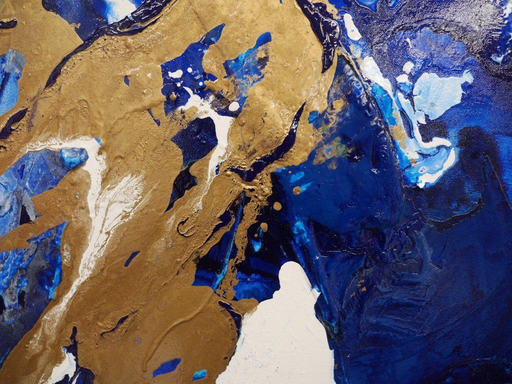 Blue And Gold Glitz 140cm x 100cm Blue And Gold Abstract Painting (SOLD)