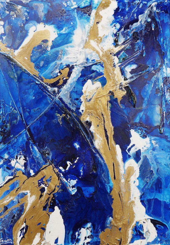Blue And Gold Glitz 140cm x 100cm Blue And Gold Abstract Painting (SOLD)-abstract-[Franko_Artist]-[Australian_artist]-[Gold_Coast]-[Brisbane]-[modern]-[contemporary]-[original]-[Large_artwork]-Franklin Art Studio