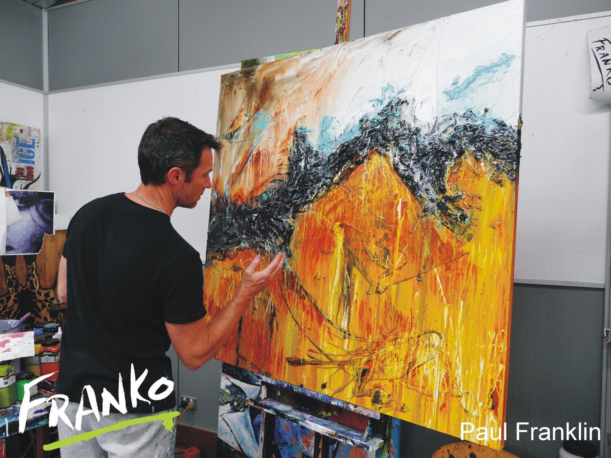 Blue And Sienna 120cm x 120cm Sienna Abstract Painting (SOLD)-abstract-[Franko_Artist]-[The_Block]-[Dream_Homes]-[ideas]- [Grand_Designs]-Franklin Art Studio