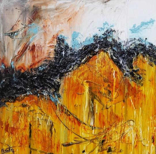 Blue And Sienna 120cm x 120cm Sienna Abstract Painting (SOLD)-abstract-[Franko_Artist]-[Australian_artist]-[Gold_Coast]-[Brisbane]-[modern]-[contemporary]-[original]-[Large_artwork]-Franklin Art Studio