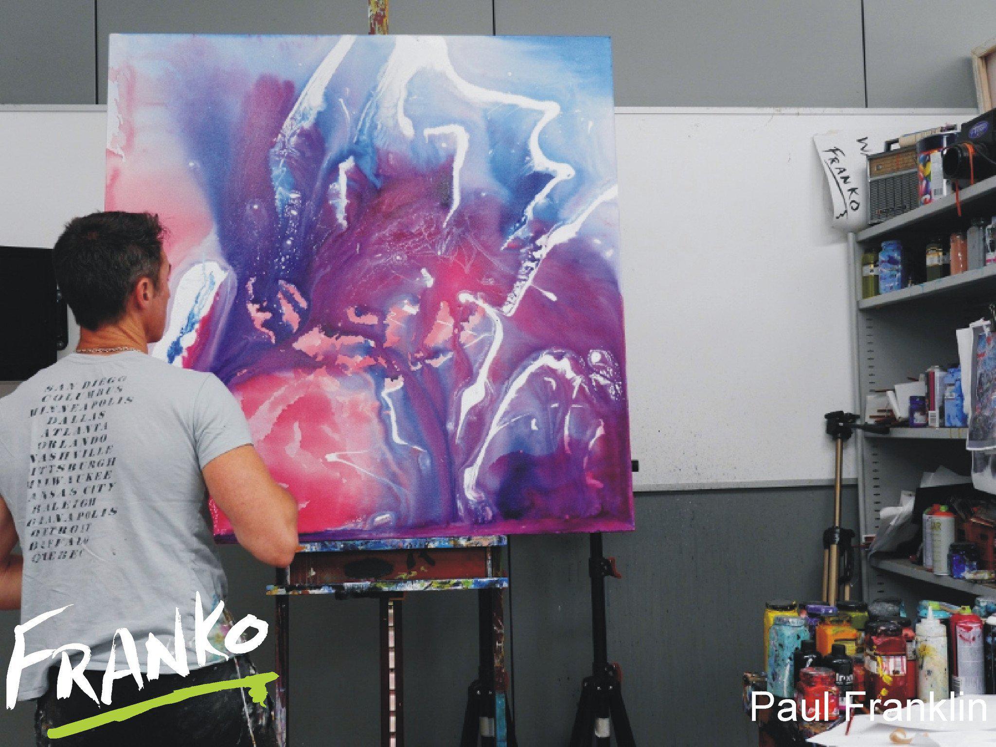 Blue Bird Liquid Carat 120cm x 120cm Pink and Purple Abstract Painting (SOLD)-abstract-[Franko_Artist]-[The_Block]-[Dream_Homes]-[ideas]- [Grand_Designs]-Franklin Art Studio