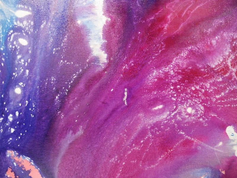 Blue Bird Liquid Carat 120cm x 120cm Pink and Purple Abstract Painting (SOLD)