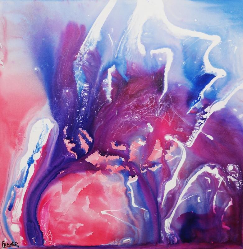 Blue Bird Liquid Carat 120cm x 120cm Pink and Purple Abstract Painting (SOLD)-abstract-[Franko_Artist]-[Australian_artist]-[Gold_Coast]-[Brisbane]-[modern]-[contemporary]-[original]-[Large_artwork]-Franklin Art Studio