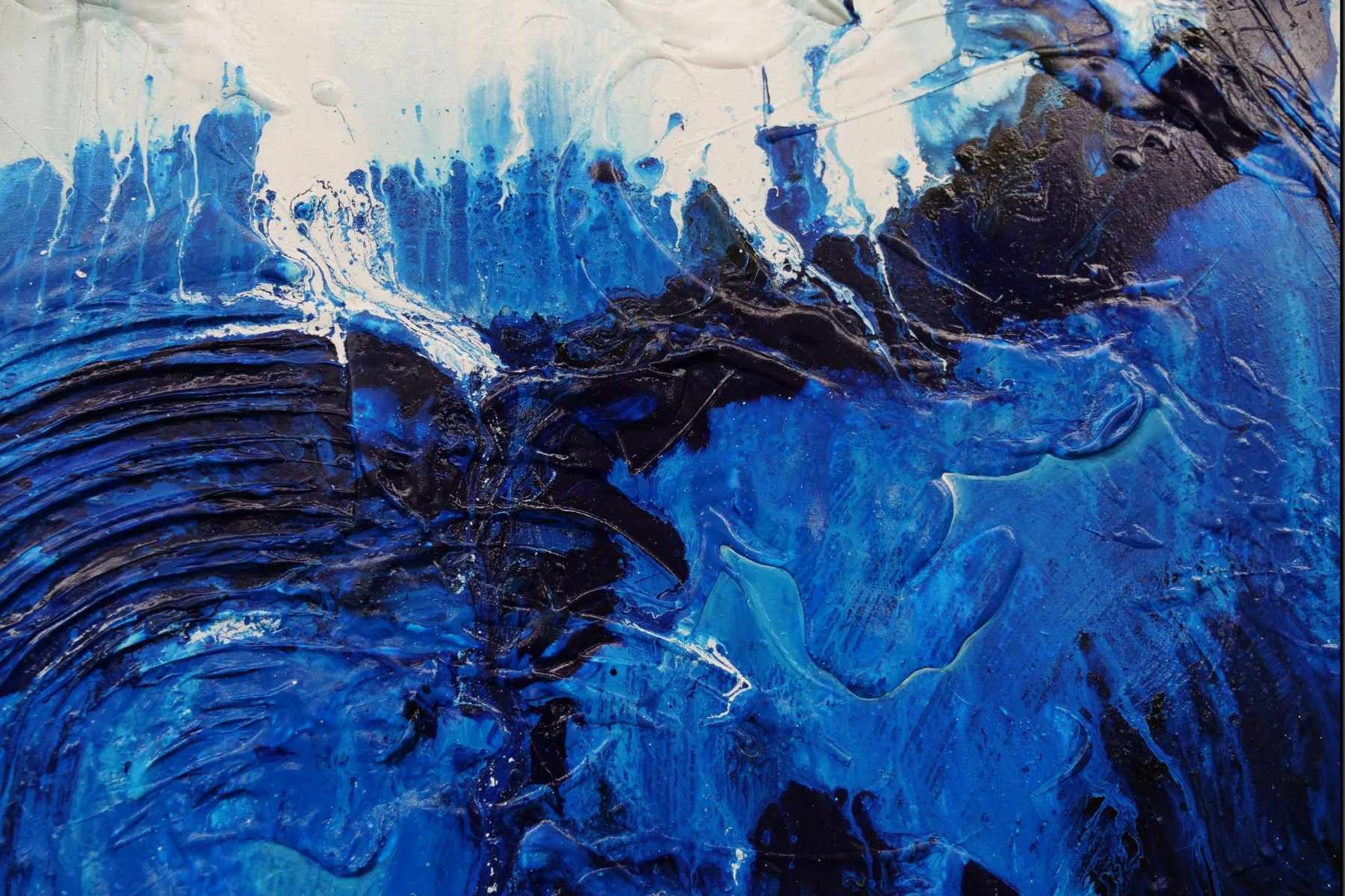 Blue Blues 120cm x 150cm Blue Grey Textured Abstract Painting (SOLD)