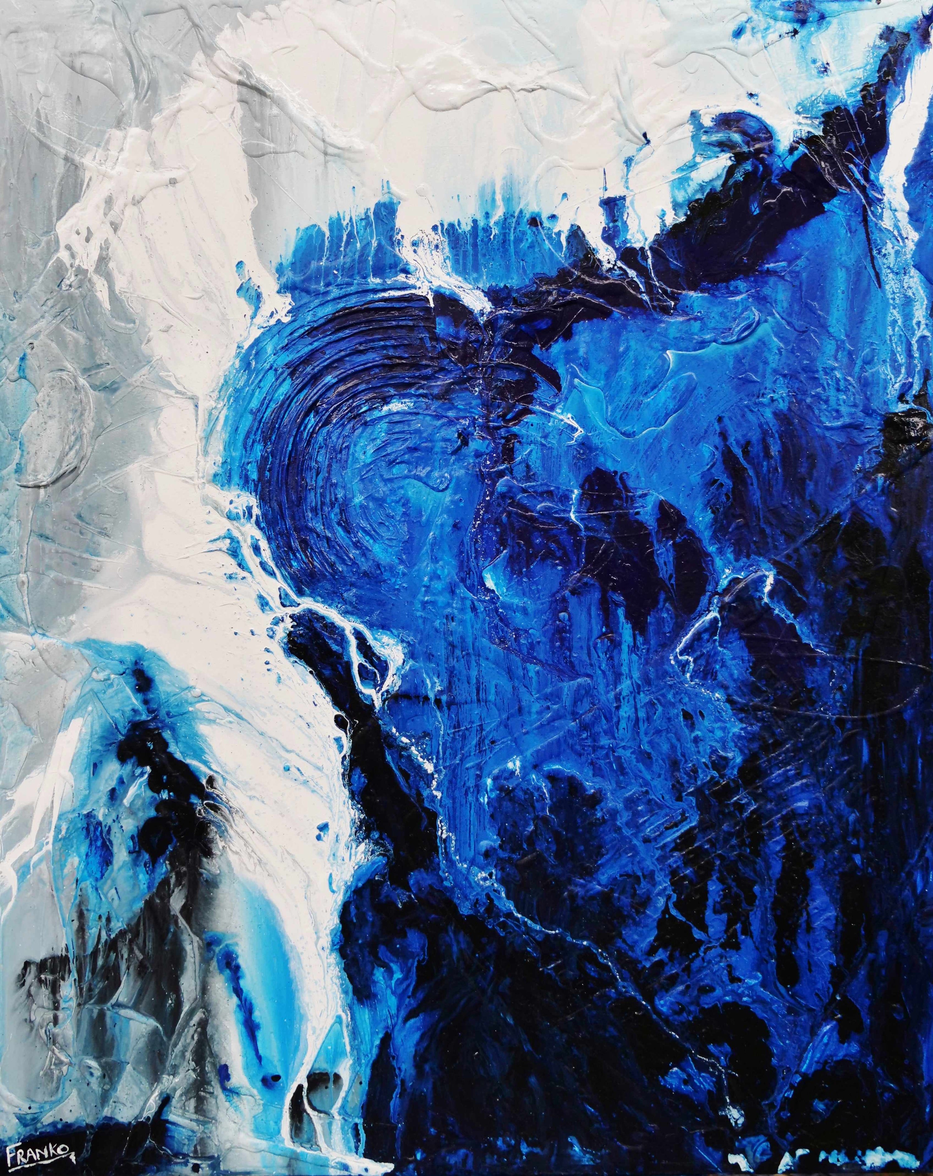 Blue Blues 120cm x 150cm Blue Grey Textured Abstract Painting (SOLD)-Abstract-[Franko_Artist]-[Australian_artist]-[Gold_Coast]-[Brisbane]-[modern]-[contemporary]-[original]-[Large_artwork]-Franklin Art Studio