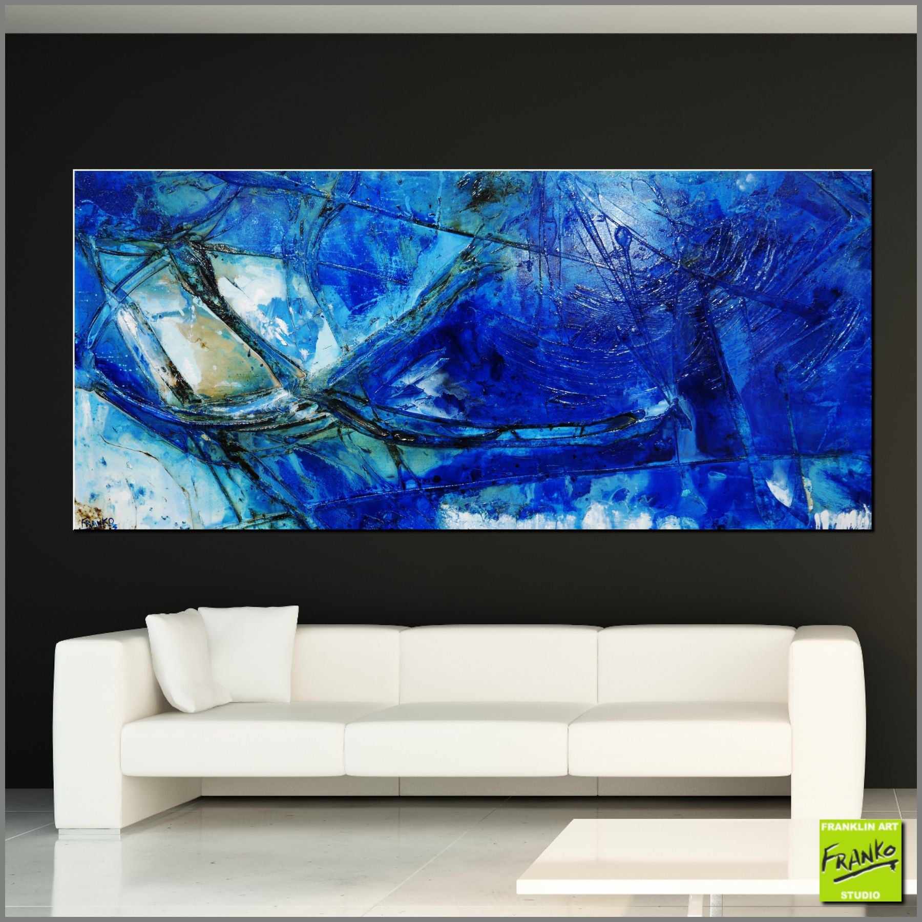 Blue Class and Bling 270cm x 120cm Blue Textured Abstract Painting (SOLD)-Abstract-[Franko_Artist]-[Australian_artist]-[Gold_Coast]-[Brisbane]-[modern]-[contemporary]-[original]-[Large_artwork]-[The_Block]-[Dream_Homes]-[ideas]-[Grand_Designs]-[Art_Lover]-Franklin Art Studio
