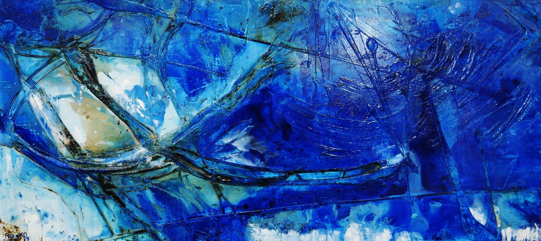 Blue Class and Bling 270cm x 120cm Blue Textured Abstract Painting (SOLD)-Abstract-[Franko_Artist]-[Australian_artist]-[Gold_Coast]-[Brisbane]-[modern]-[contemporary]-[original]-[Large_artwork]-Franklin Art Studio
