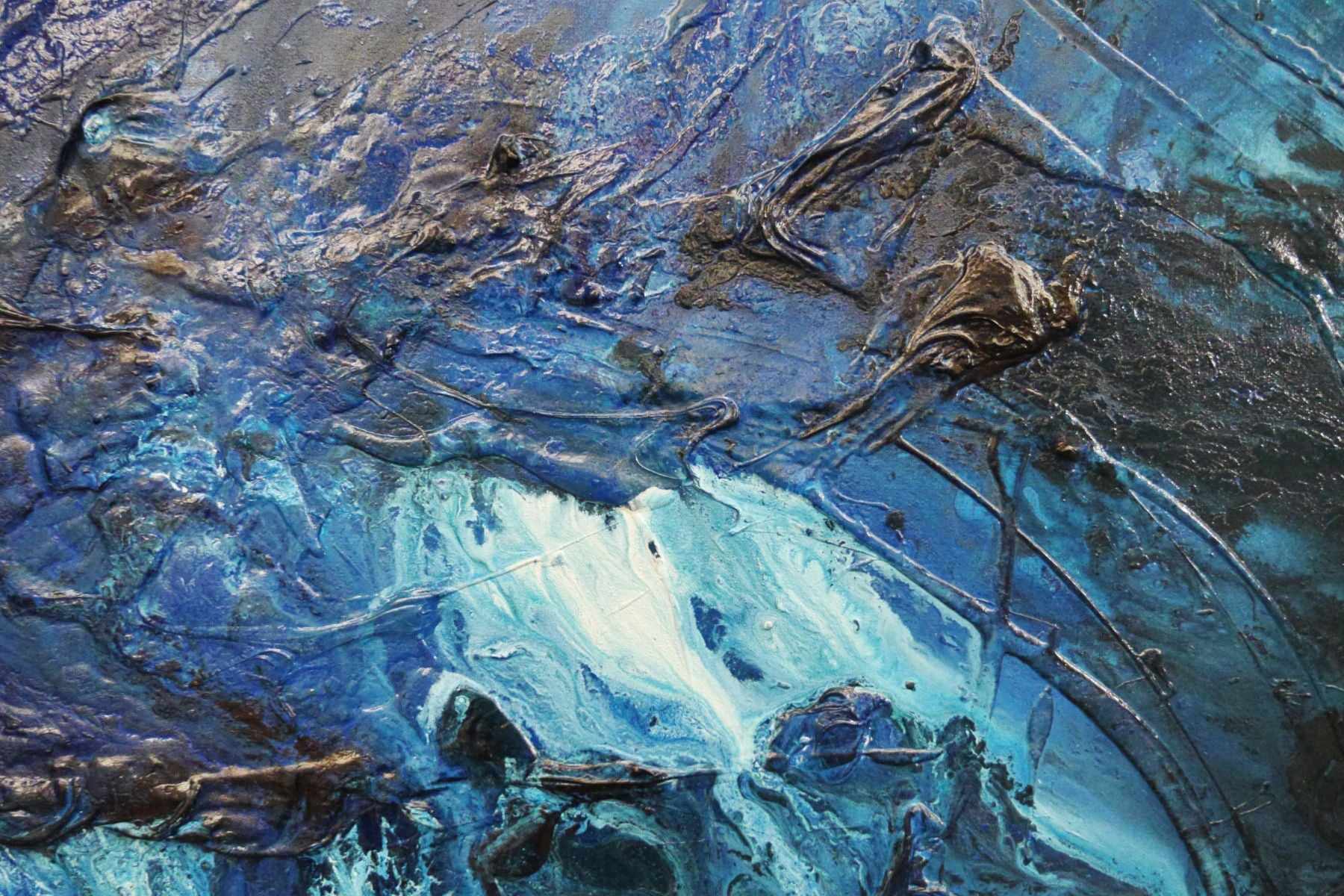 Blue Crush 160cm x 100cm White Blue Abstract Painting (SOLD)