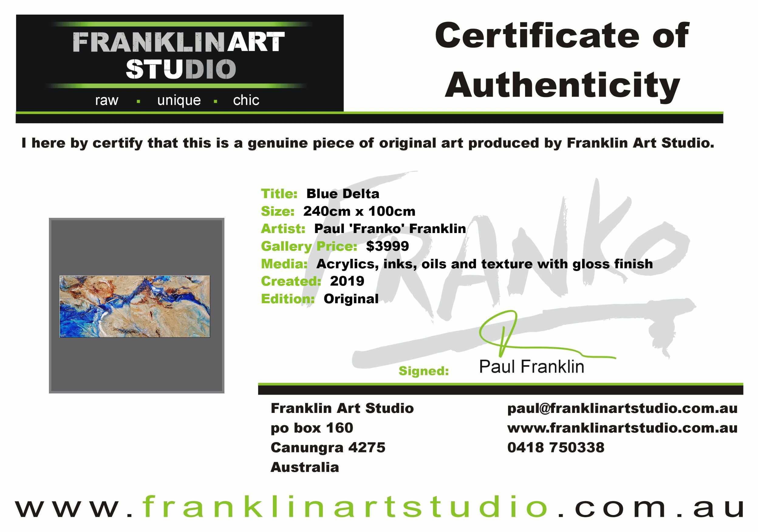 Blue Delta 240cm x 100cm Cream Blue Textured Abstract Painting (SOLD)-Abstract-[Franko_Artist]-[The_Block]-[Dream_Homes]-[ideas]-[Grand_Designs]-[Art_Lover]-Franklin Art Studio