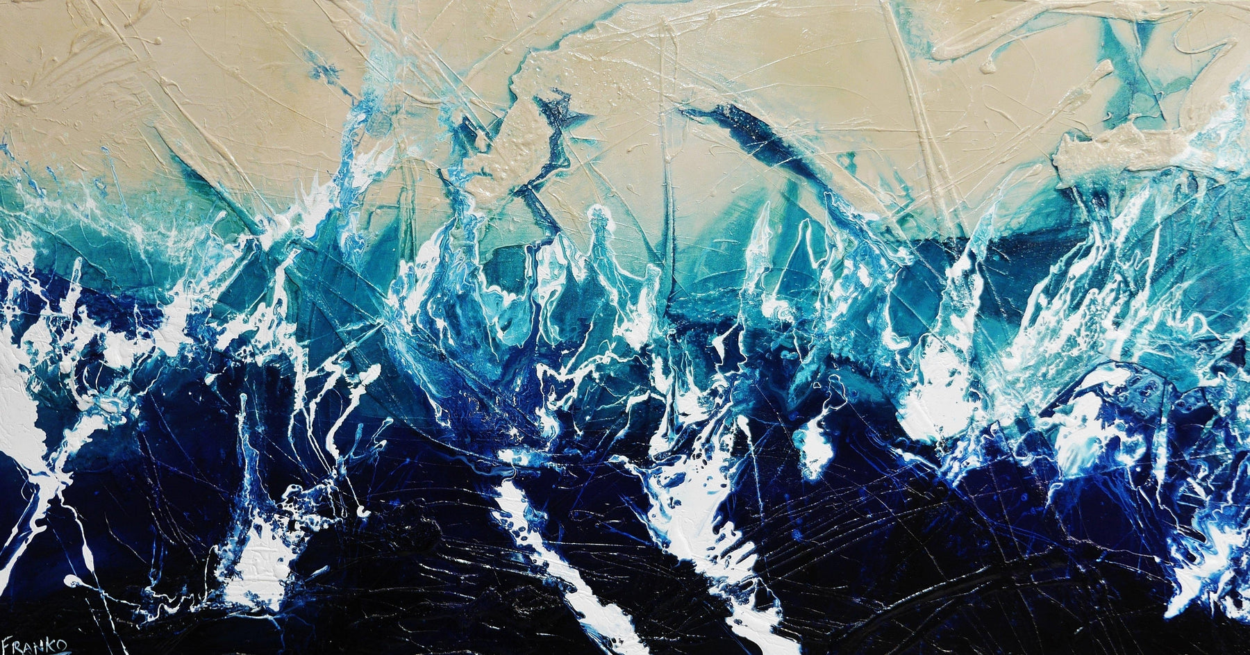 Blue Drift 190cm x 100cm White Cream Blue Textured Abstract Painting (SOLD)-Abstract-[Franko_Artist]-[Australian_artist]-[Gold_Coast]-[Brisbane]-[modern]-[contemporary]-[original]-[Large_artwork]-Franklin Art Studio
