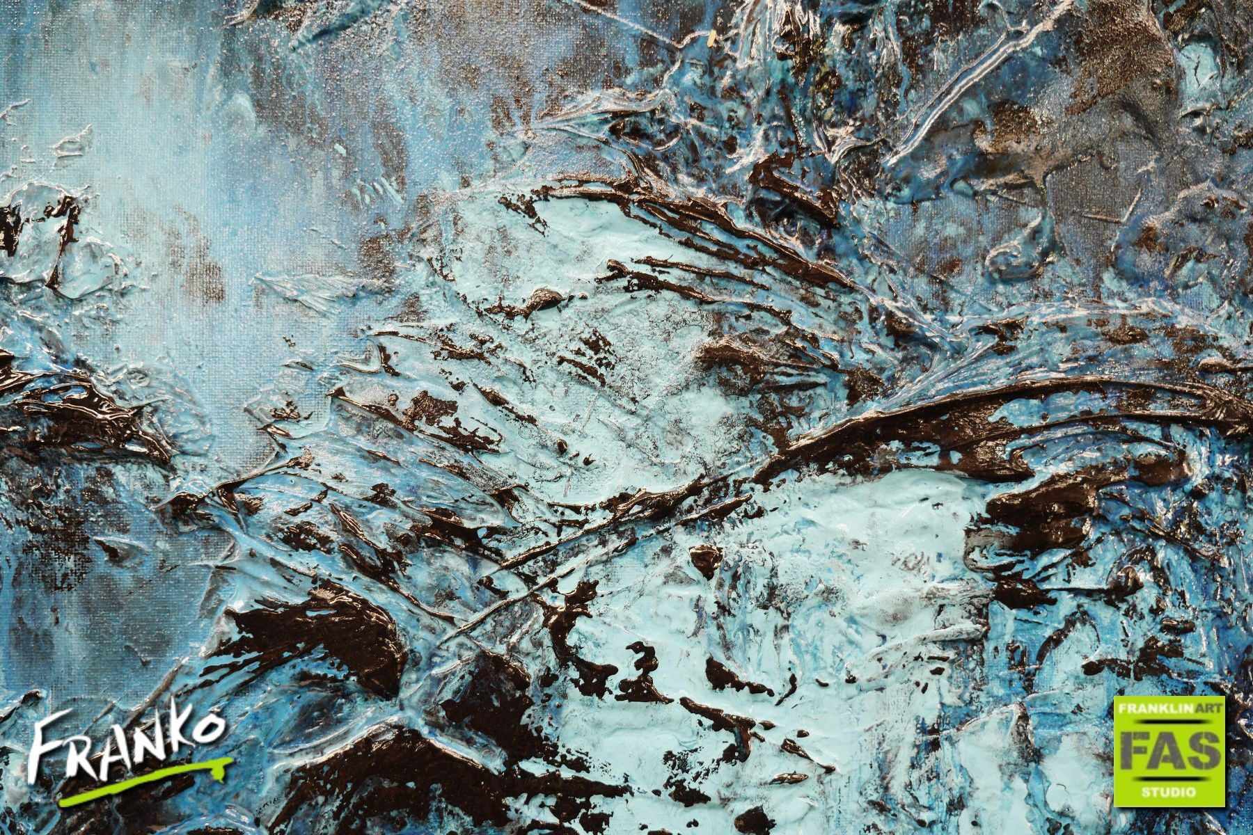 Blue Drifter 190cm x 100cm White Blue Abstract Painting (SOLD)
