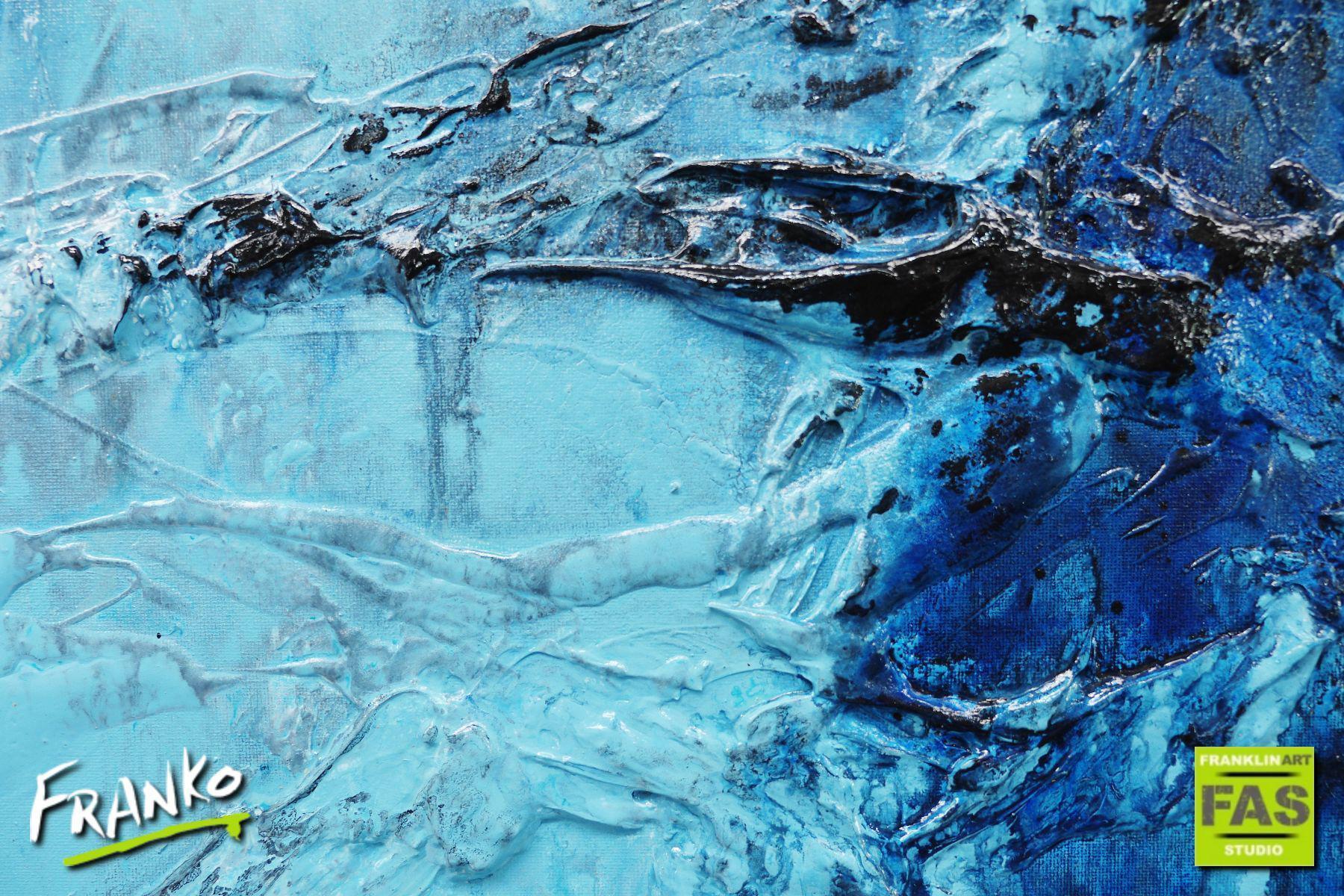 Blue Drifter 190cm x 100cm White Blue Abstract Painting (SOLD)-Abstract-[Franko]-[Artist]-[Australia]-[Painting]-Franklin Art Studio