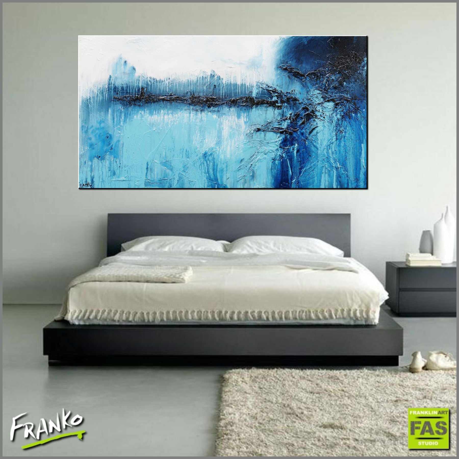 Blue Drifter 190cm x 100cm White Blue Abstract Painting (SOLD)-Abstract-[Franko_Artist]-[Australian_artist]-[Gold_Coast]-[Brisbane]-[modern]-[contemporary]-[original]-[Large_artwork]-[The_Block]-[Dream_Homes]-[ideas]-[Grand_Designs]-[Art_Lover]-Franklin Art Studio