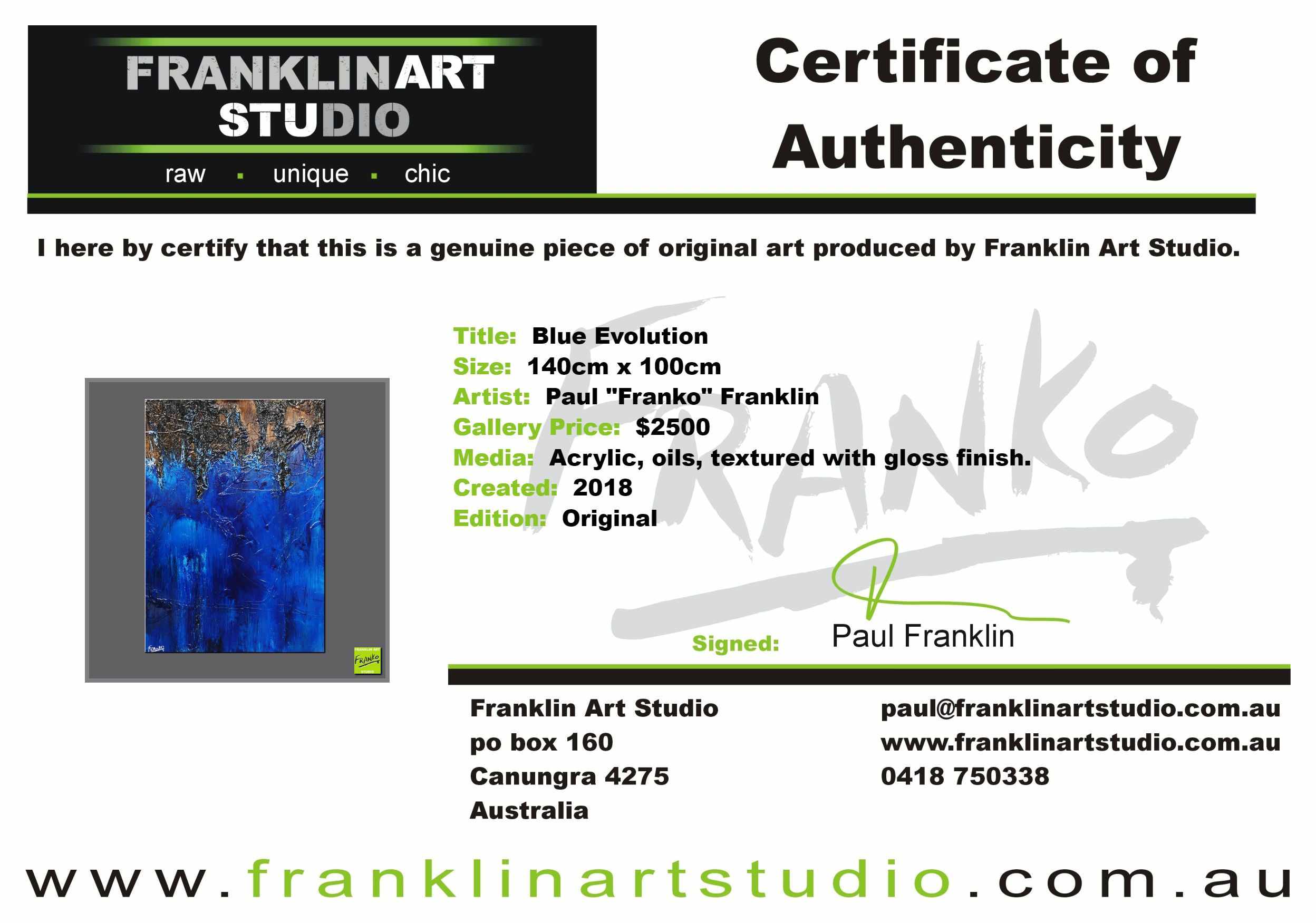 Blue Evolution 140cm x 100cm Blue Brown Textured Abstract Painting (SOLD)-Abstract-[Franko_Artist]-[The_Block]-[Dream_Homes]-[ideas]-[Grand_Designs]-[Art_Lover]-Franklin Art Studio