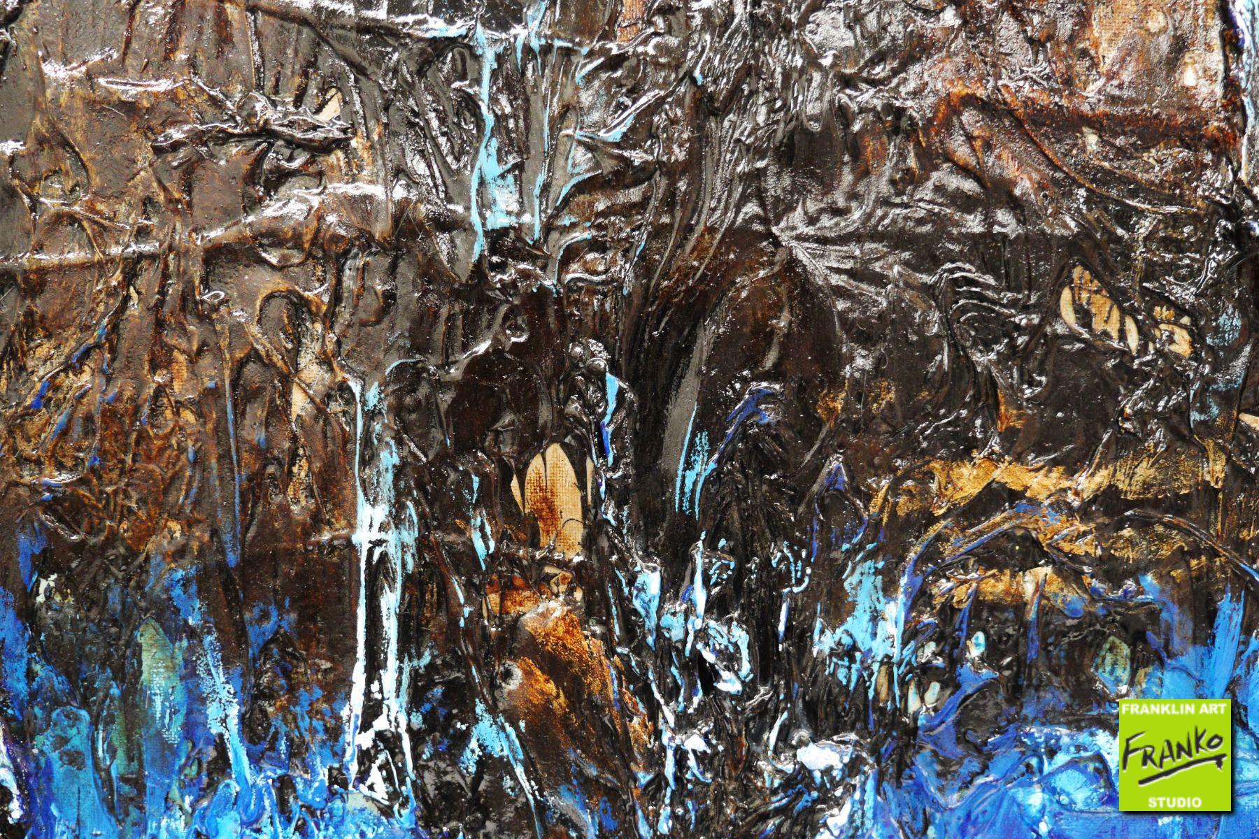 Blue Evolution 140cm x 100cm Blue Brown Textured Abstract Painting (SOLD)