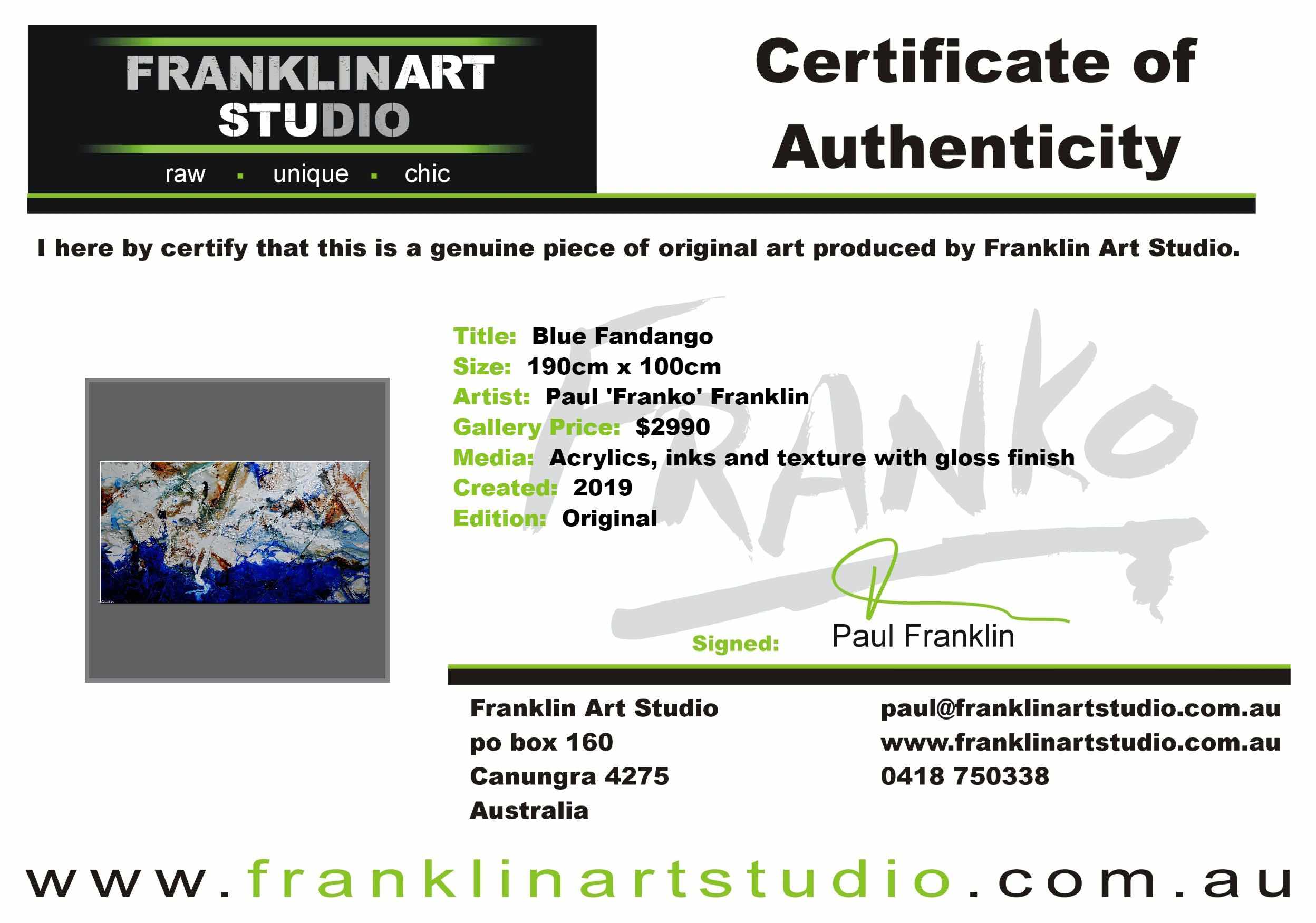 Blue Fandango 190cm x 100cm Blue White Textured Abstract Painting (SOLD)-Abstract-[Franko_Artist]-[The_Block]-[Dream_Homes]-[ideas]-[Grand_Designs]-[Art_Lover]-Franklin Art Studio