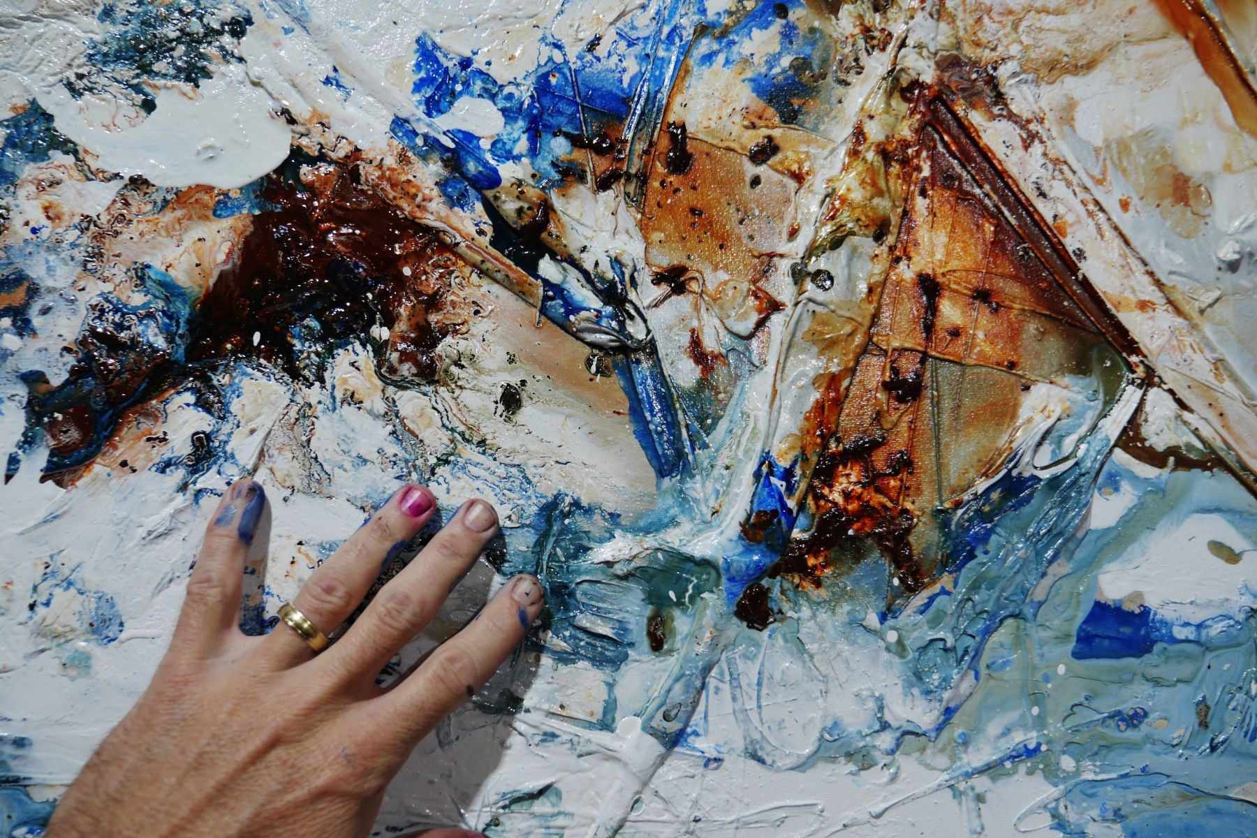 Blue Fandango 190cm x 100cm Blue White Textured Abstract Painting (SOLD)-Abstract-[Franko]-[Artist]-[Australia]-[Painting]-Franklin Art Studio