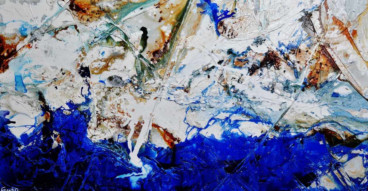 Blue Fandango 190cm x 100cm Blue White Textured Abstract Painting (SOLD)-Abstract-[Franko_Artist]-[Australian_artist]-[Gold_Coast]-[Brisbane]-[modern]-[contemporary]-[original]-[Large_artwork]-Franklin Art Studio