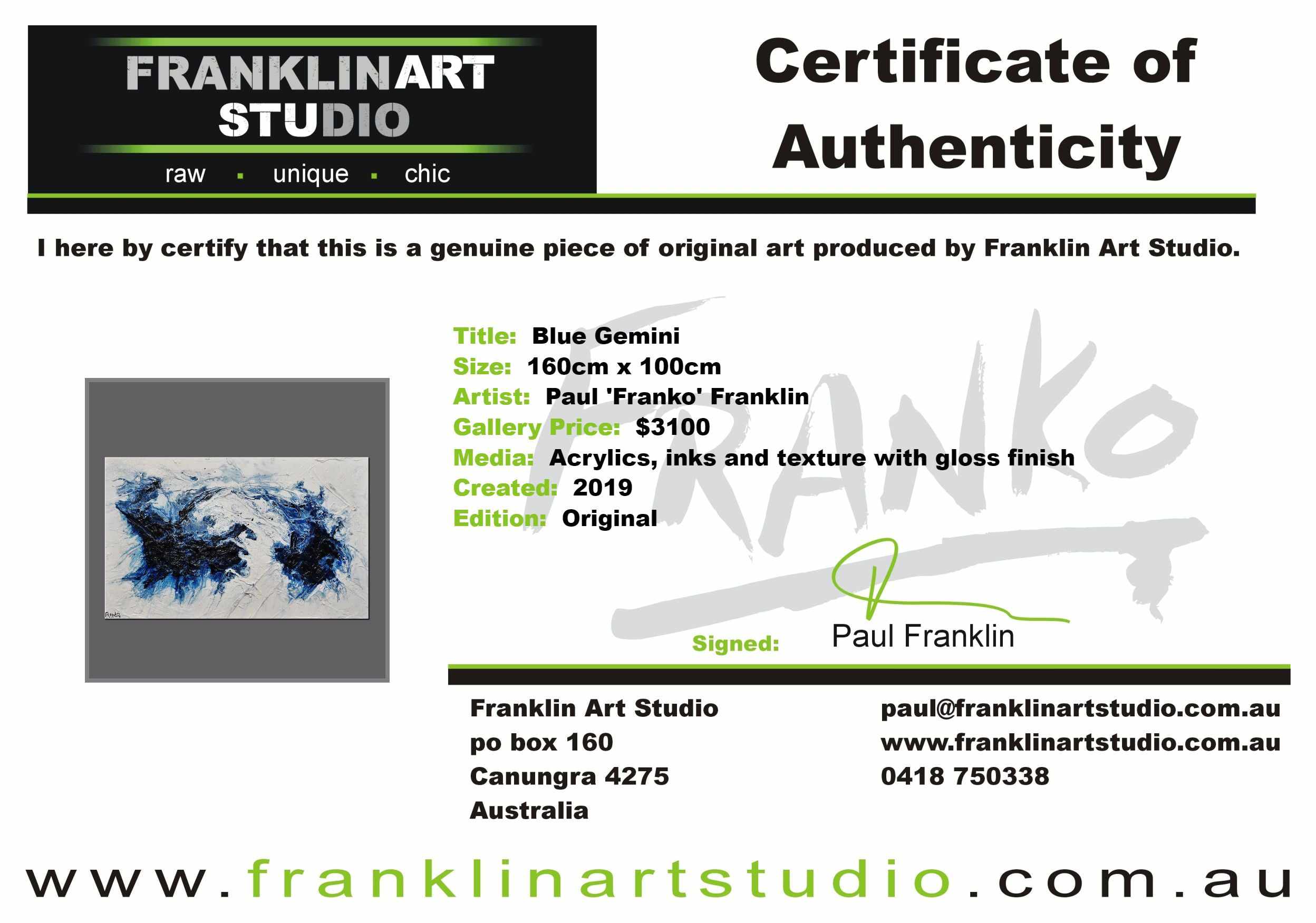 Blue Gemini 160cm x 100cm Blue White Textured Abstract Painting (SOLD)-Abstract-[Franko_Artist]-[The_Block]-[Dream_Homes]-[ideas]-[Grand_Designs]-[Art_Lover]-Franklin Art Studio