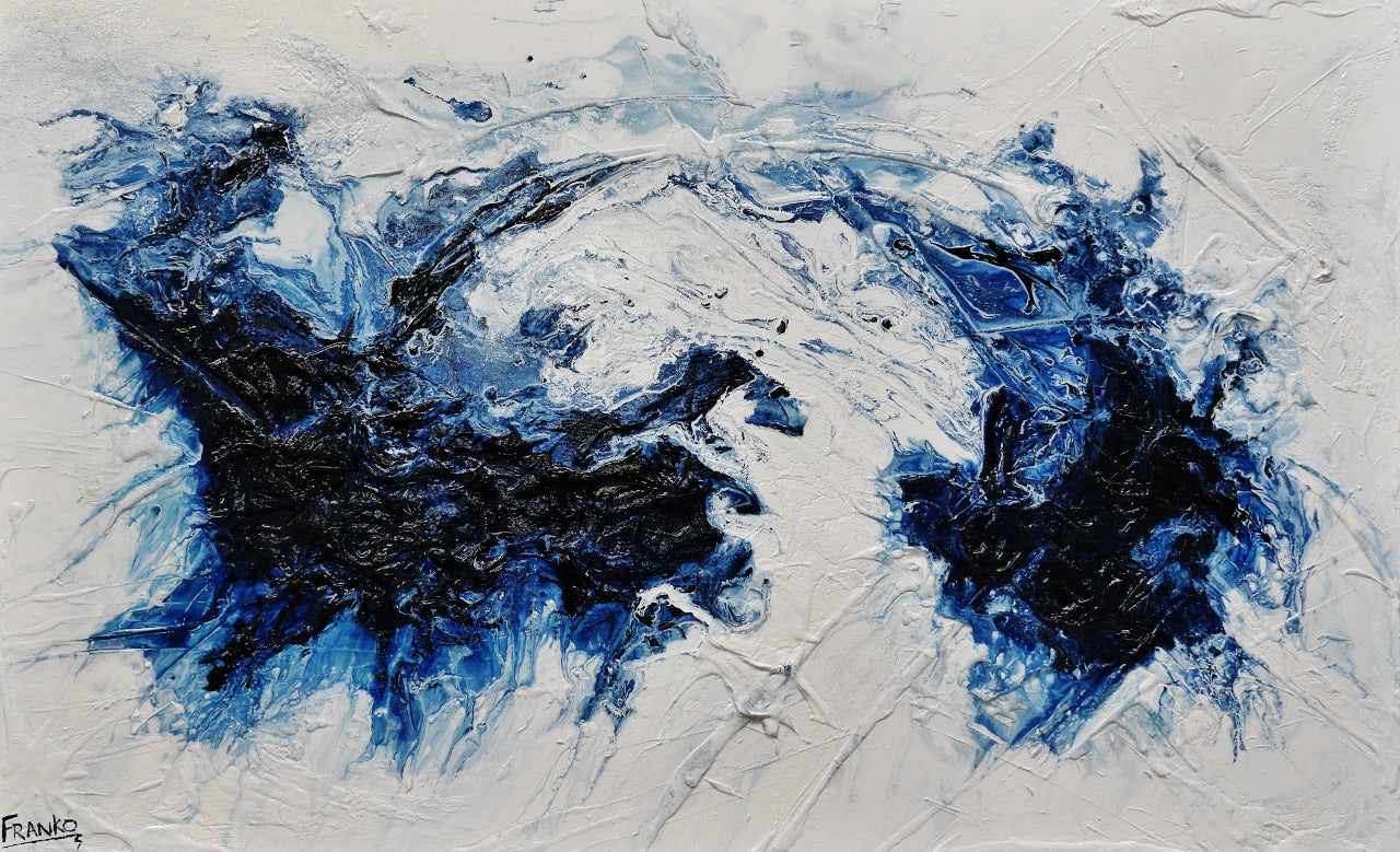 Blue Gemini 160cm x 100cm Blue White Textured Abstract Painting (SOLD)-Abstract-[Franko_Artist]-[Australian_artist]-[Gold_Coast]-[Brisbane]-[modern]-[contemporary]-[original]-[Large_artwork]-Franklin Art Studio