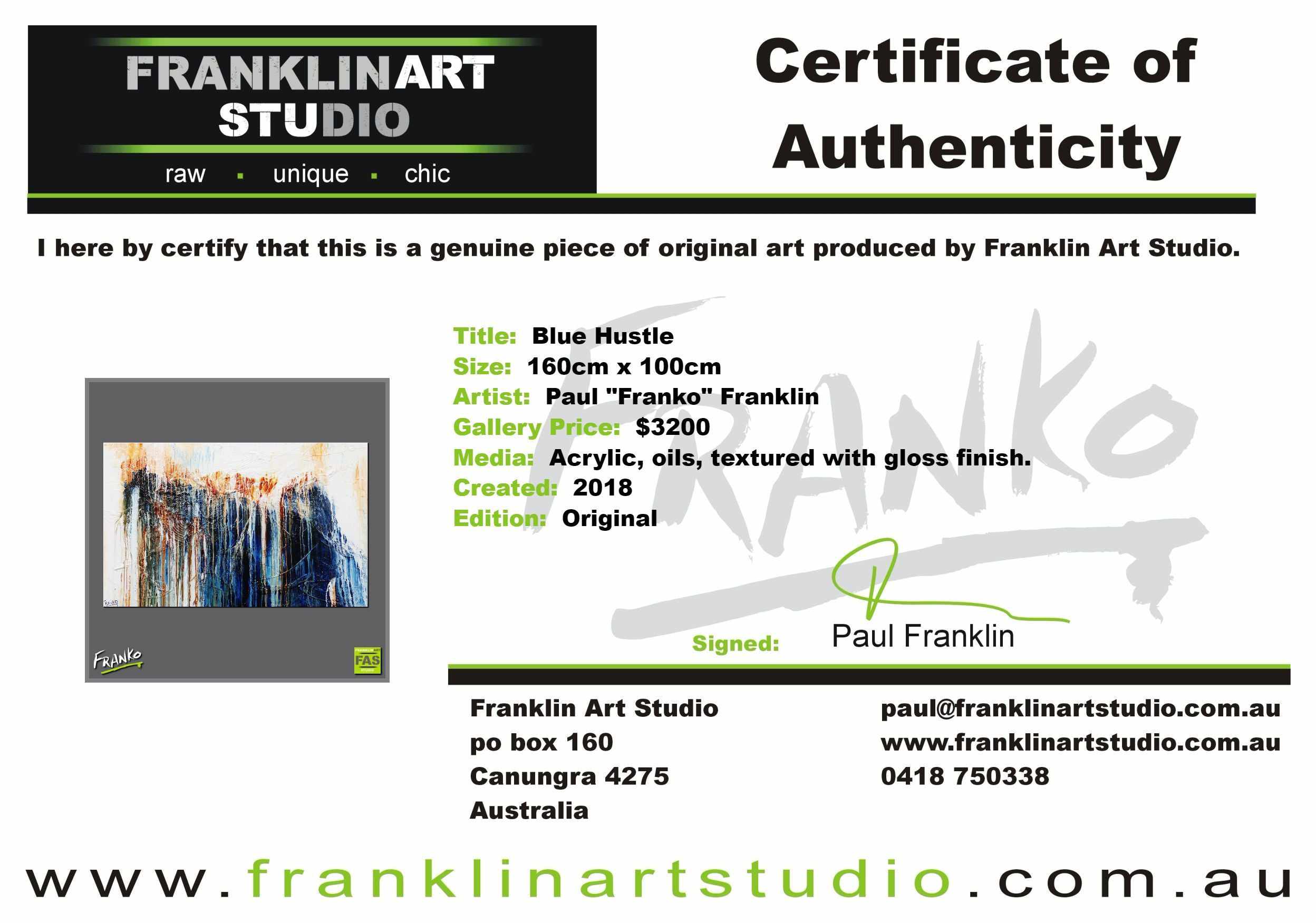 Blue Hustle 160cm x 100cm Blue White Abstract Painting (SOLD)-Abstract-[Franko_Artist]-[The_Block]-[Dream_Homes]-[ideas]-[Grand_Designs]-[Art_Lover]-Franklin Art Studio