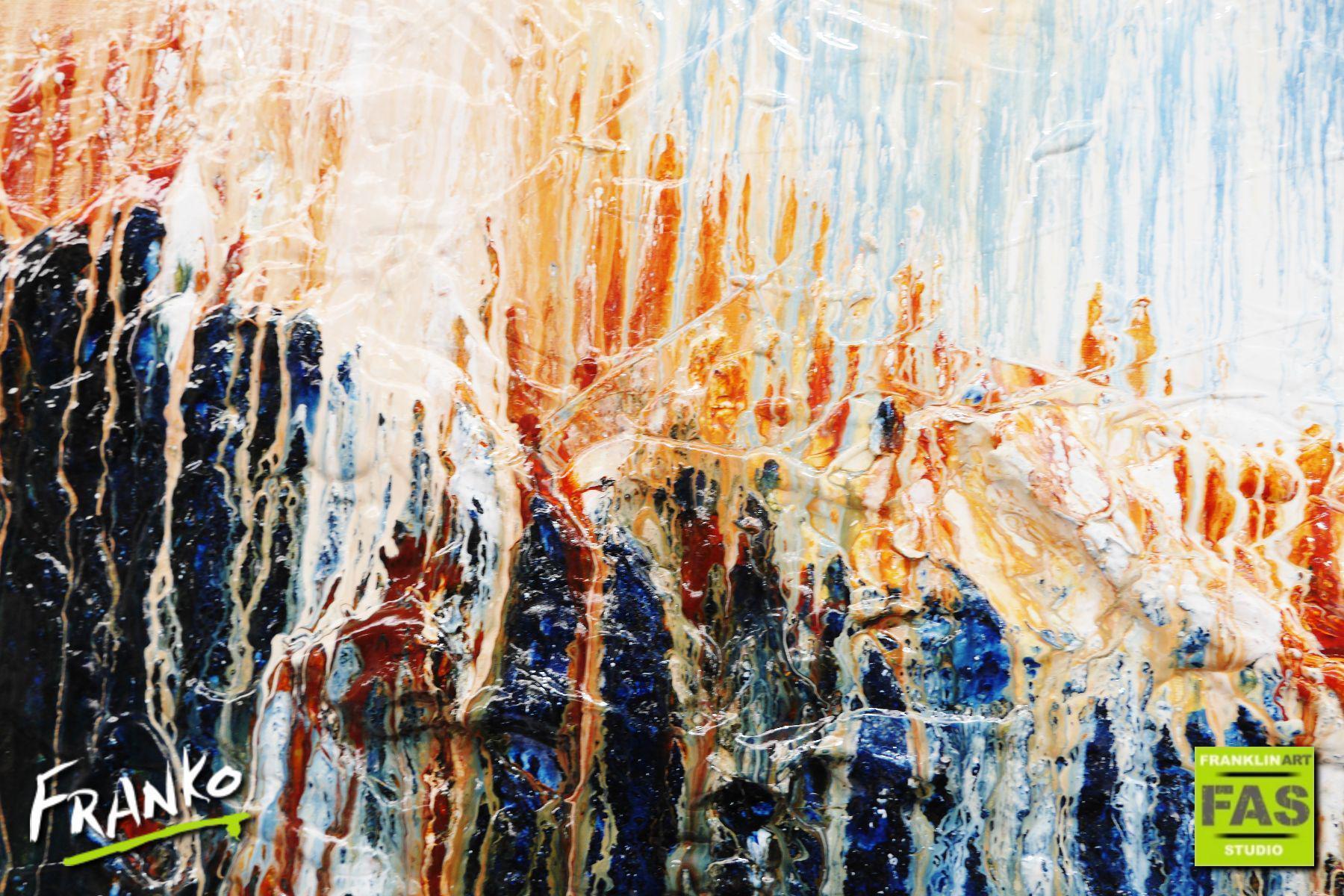 Blue Hustle 160cm x 100cm Blue White Abstract Painting (SOLD)