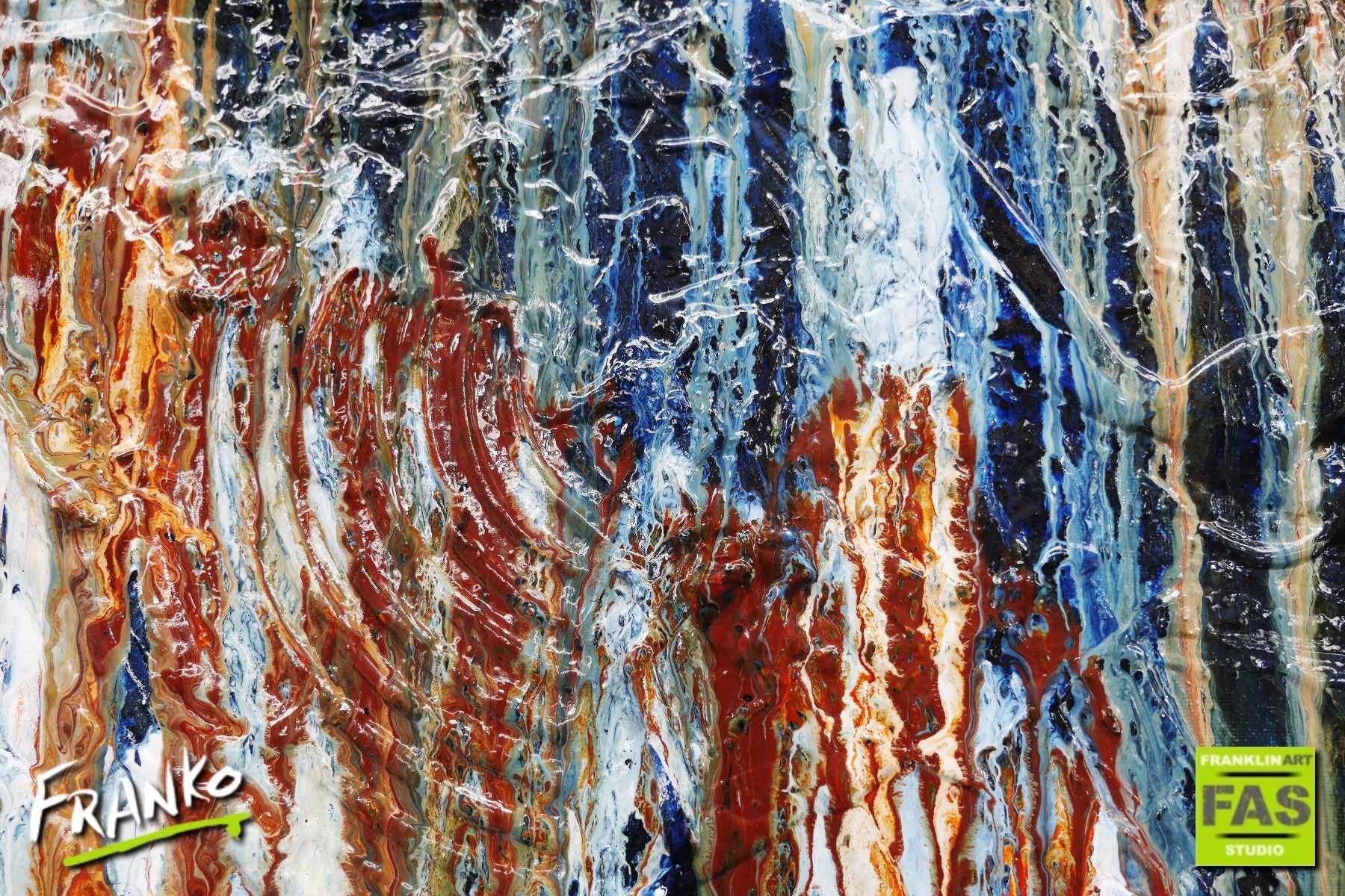 Blue Hustle 160cm x 100cm Blue White Abstract Painting (SOLD)