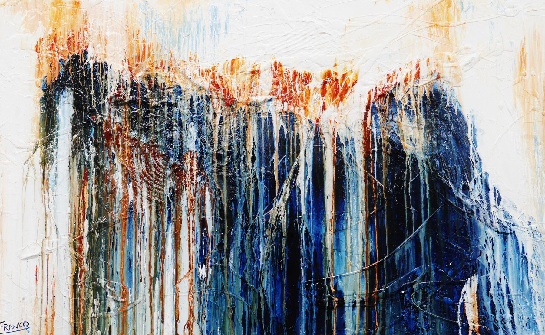 Blue Hustle 160cm x 100cm Blue White Abstract Painting (SOLD)-Abstract-[Franko_Artist]-[Australian_artist]-[Gold_Coast]-[Brisbane]-[modern]-[contemporary]-[original]-[Large_artwork]-Franklin Art Studio