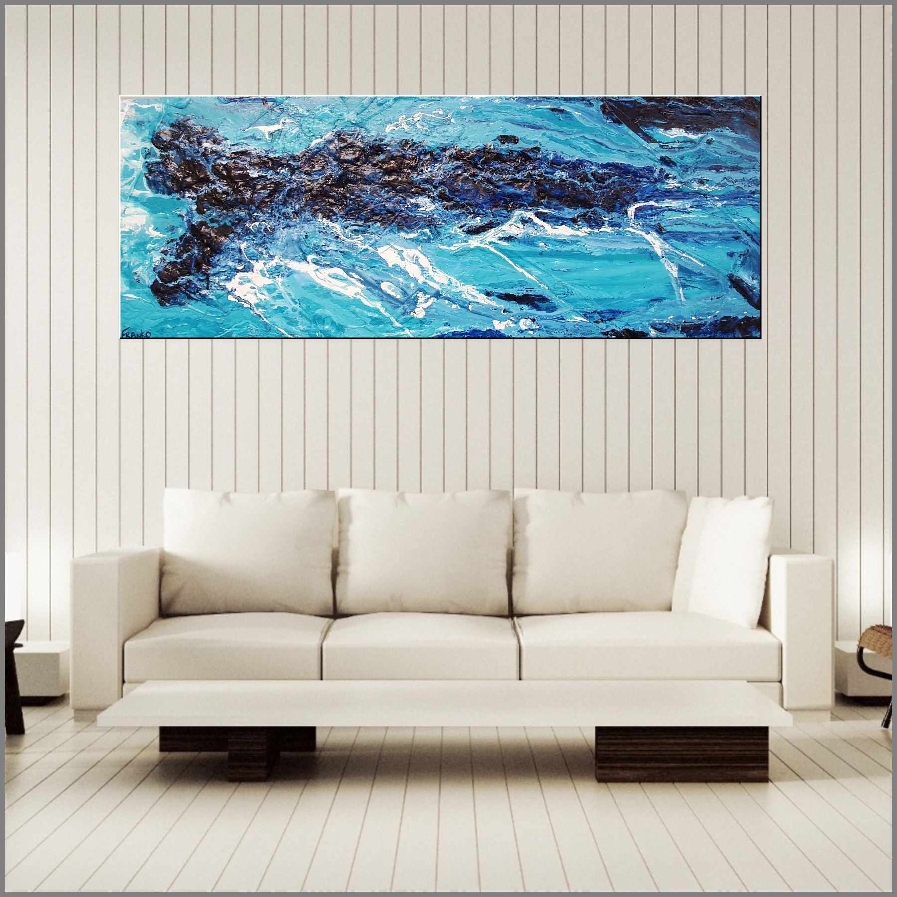 Blue Myth 2 160cm x 60cm Blue Textured Abstract Painting (SOLD)-Abstract-[Franko_Artist]-[Australian_artist]-[Gold_Coast]-[Brisbane]-[modern]-[contemporary]-[original]-[Large_artwork]-[The_Block]-[Dream_Homes]-[ideas]-[Grand_Designs]-[Art_Lover]-Franklin Art Studio