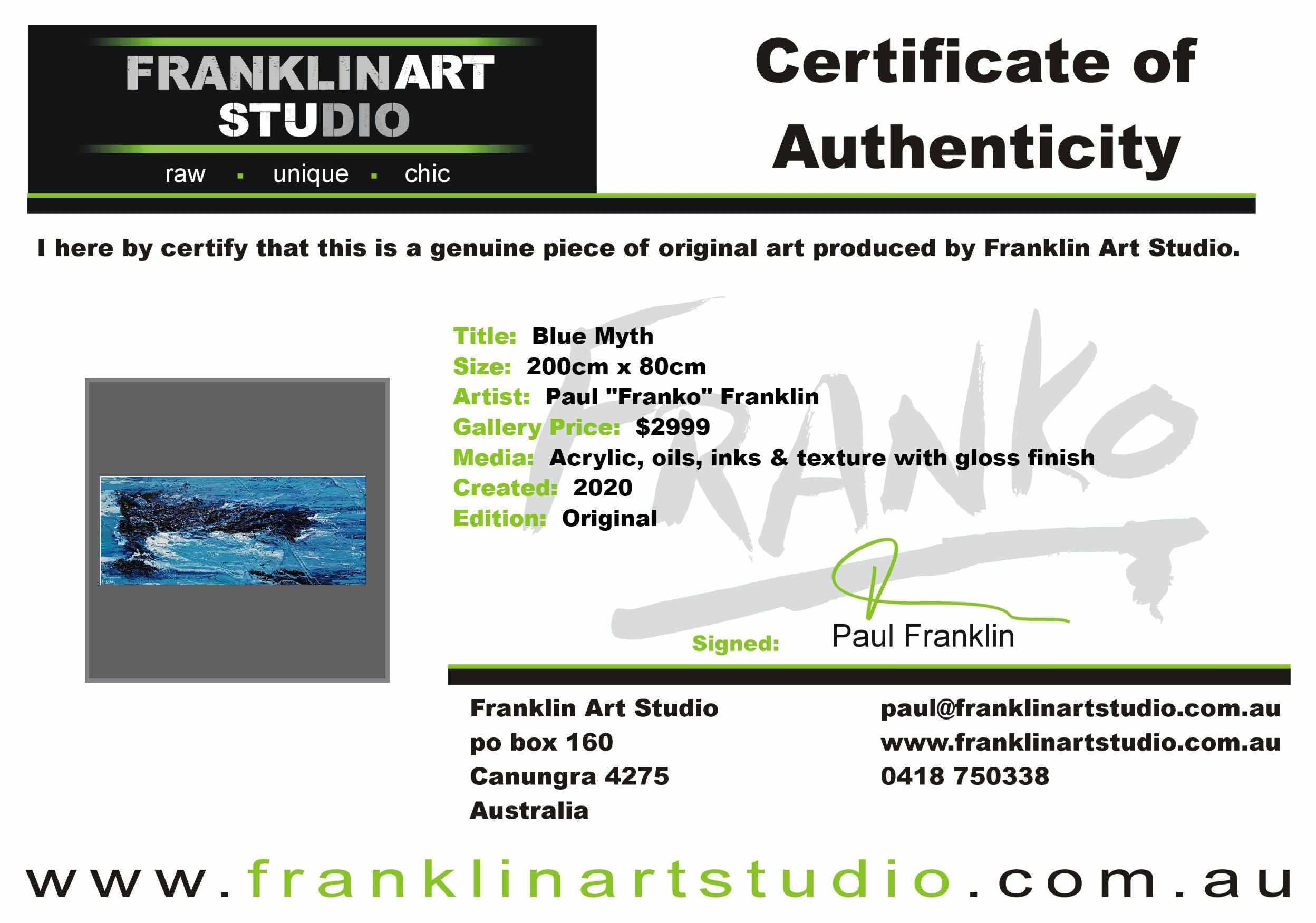 Blue Myth 200cm x 80cm Blue Textured Abstract Painting (SOLD)-Abstract-[Franko_Artist]-[The_Block]-[Dream_Homes]-[ideas]-[Grand_Designs]-[Art_Lover]-Franklin Art Studio