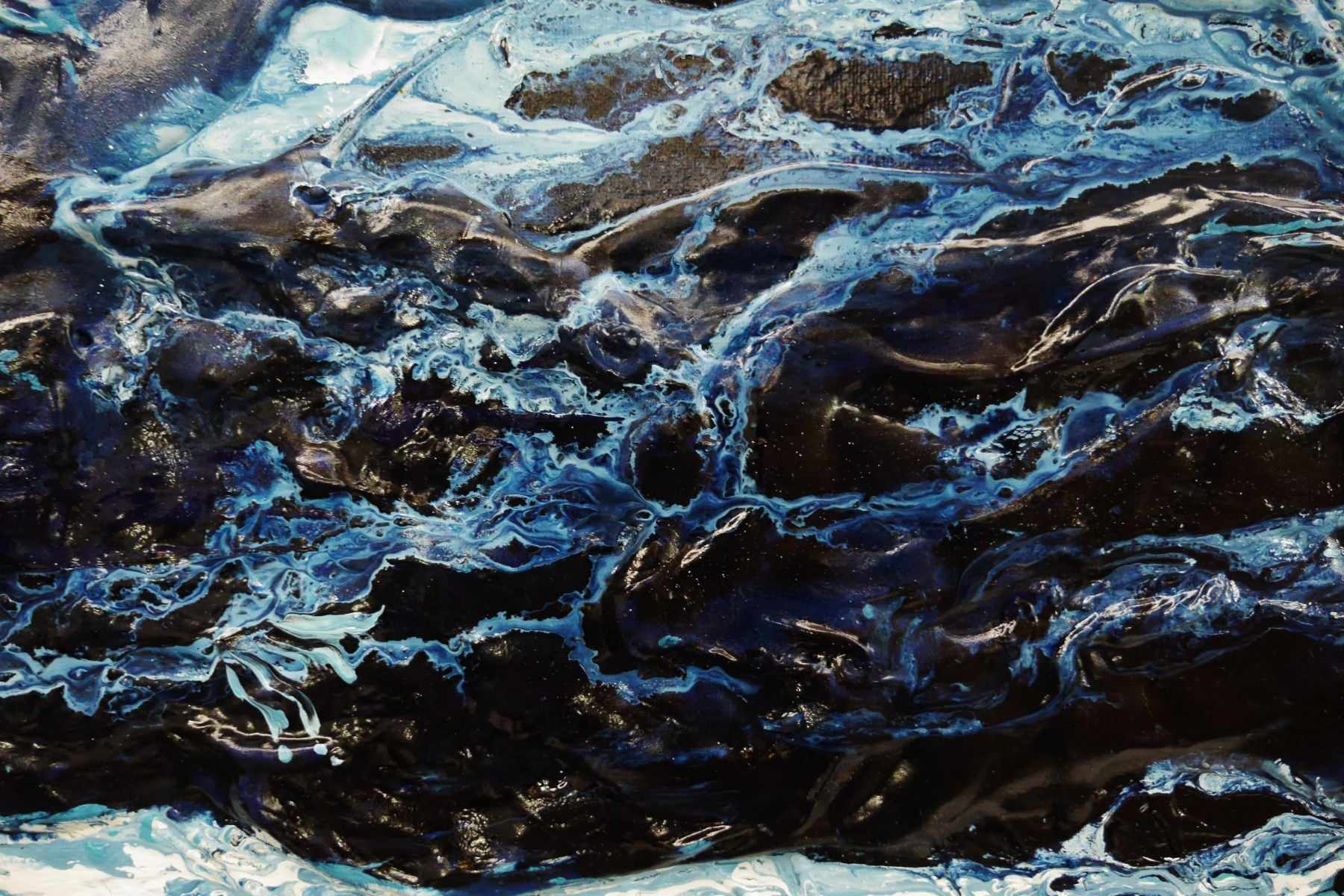 Blue Myth 200cm x 80cm Blue Textured Abstract Painting (SOLD)-Abstract-[Franko]-[Artist]-[Australia]-[Painting]-Franklin Art Studio