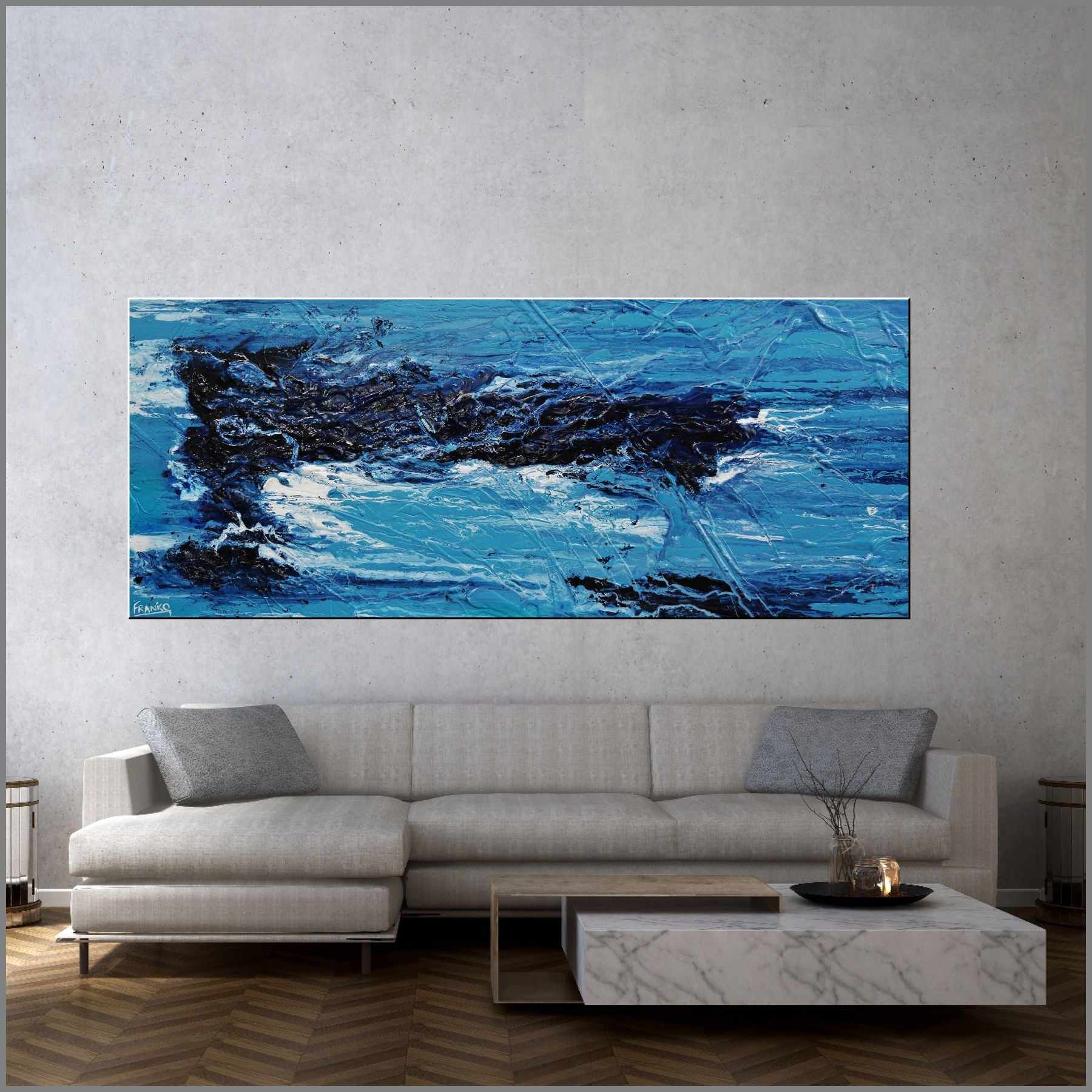 Blue Myth 200cm x 80cm Blue Textured Abstract Painting (SOLD)-Abstract-[Franko_Artist]-[Australian_artist]-[Gold_Coast]-[Brisbane]-[modern]-[contemporary]-[original]-[Large_artwork]-[The_Block]-[Dream_Homes]-[ideas]-[Grand_Designs]-[Art_Lover]-Franklin Art Studio