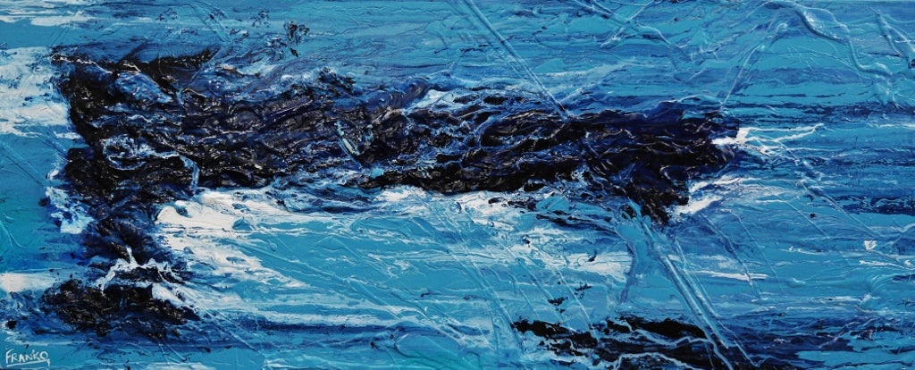 Blue Myth 200cm x 80cm Blue Textured Abstract Painting (SOLD)-Abstract-[Franko_Artist]-[Australian_artist]-[Gold_Coast]-[Brisbane]-[modern]-[contemporary]-[original]-[Large_artwork]-Franklin Art Studio