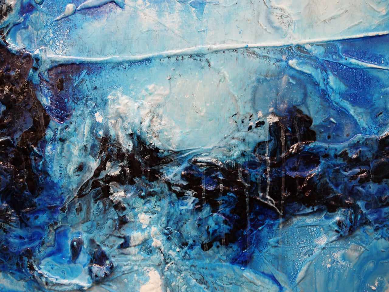 Blue Oyster Bay 160cm x 100cm Blue White Textured Abstract Painting (SOLD)