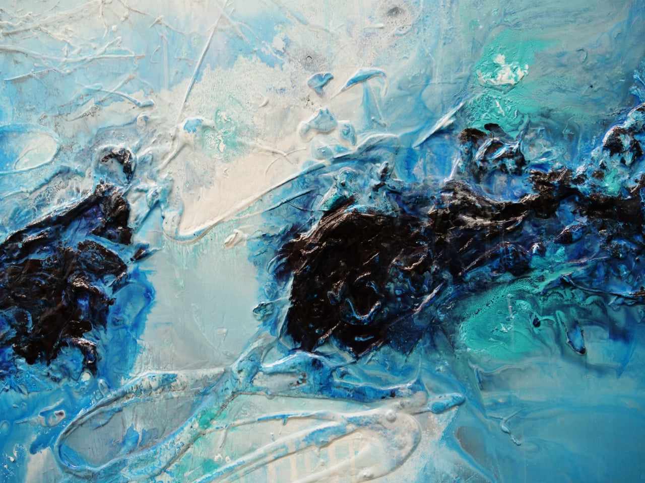 Blue Oyster Bay 160cm x 100cm Blue White Textured Abstract Painting (SOLD)