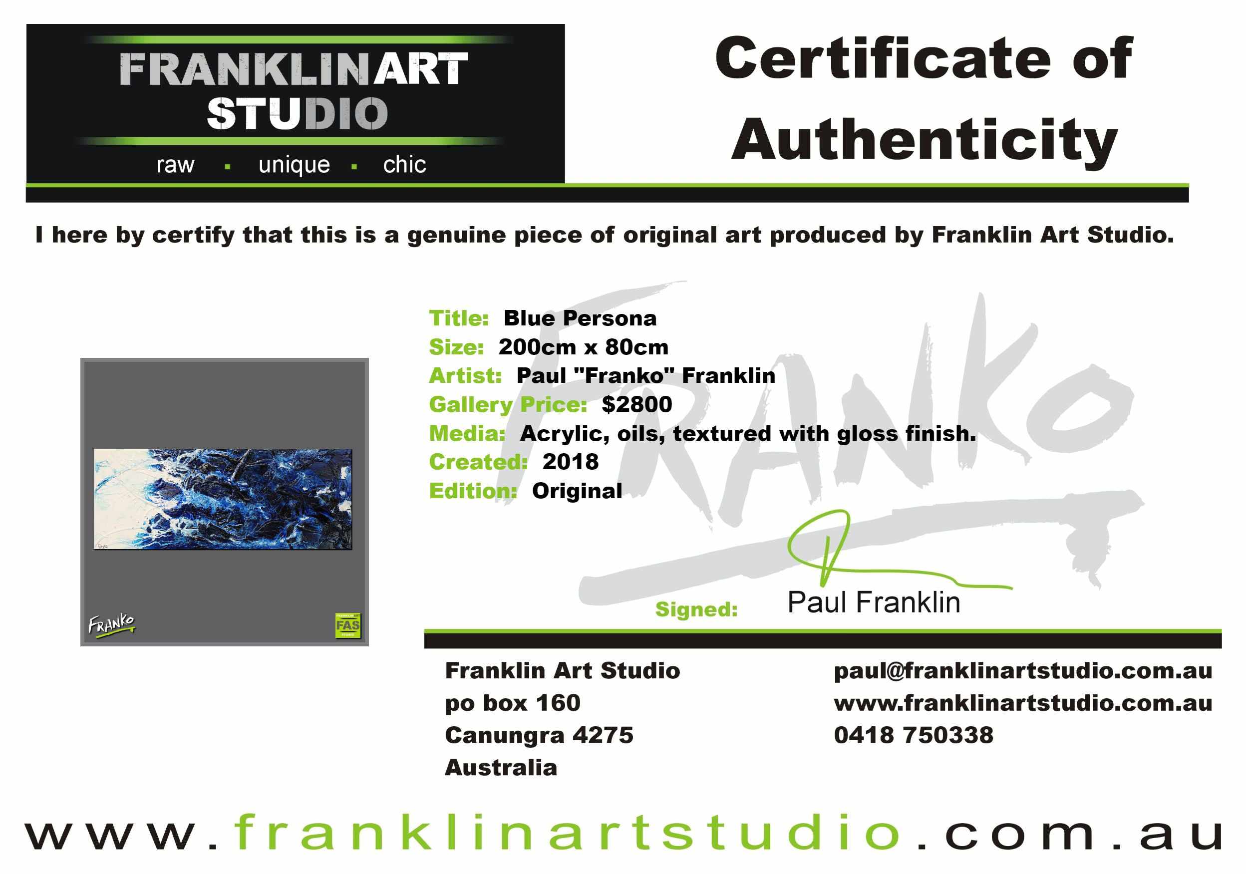 Blue Persona 200cm x 80cm Blue White Ink Acrylic Textured Abstract Painting (SOLD)-Abstract-[Franko_Artist]-[The_Block]-[Dream_Homes]-[ideas]-[Grand_Designs]-[Art_Lover]-Franklin Art Studio