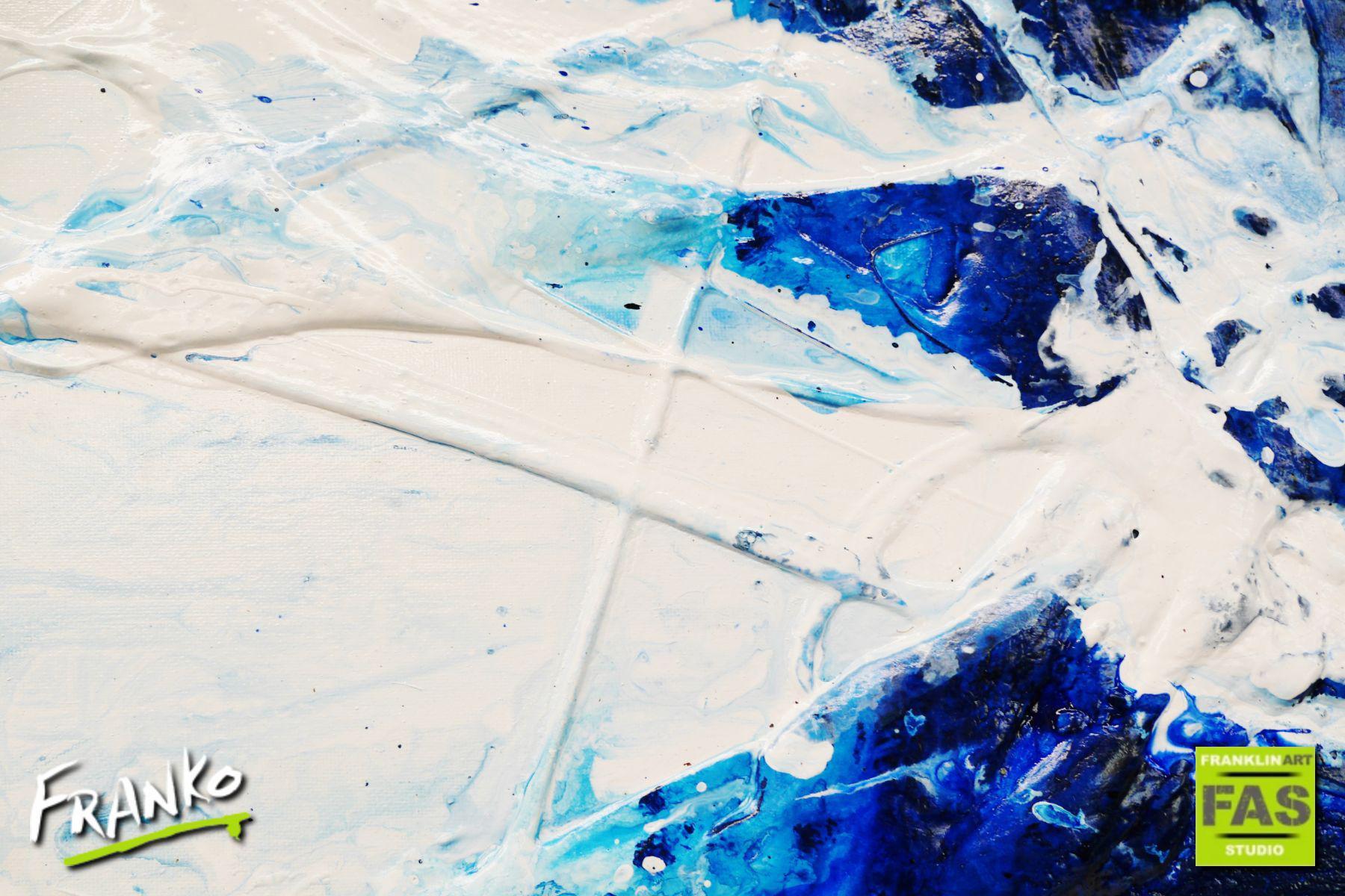 Blue Persona 200cm x 80cm Blue White Ink Acrylic Textured Abstract Painting (SOLD)