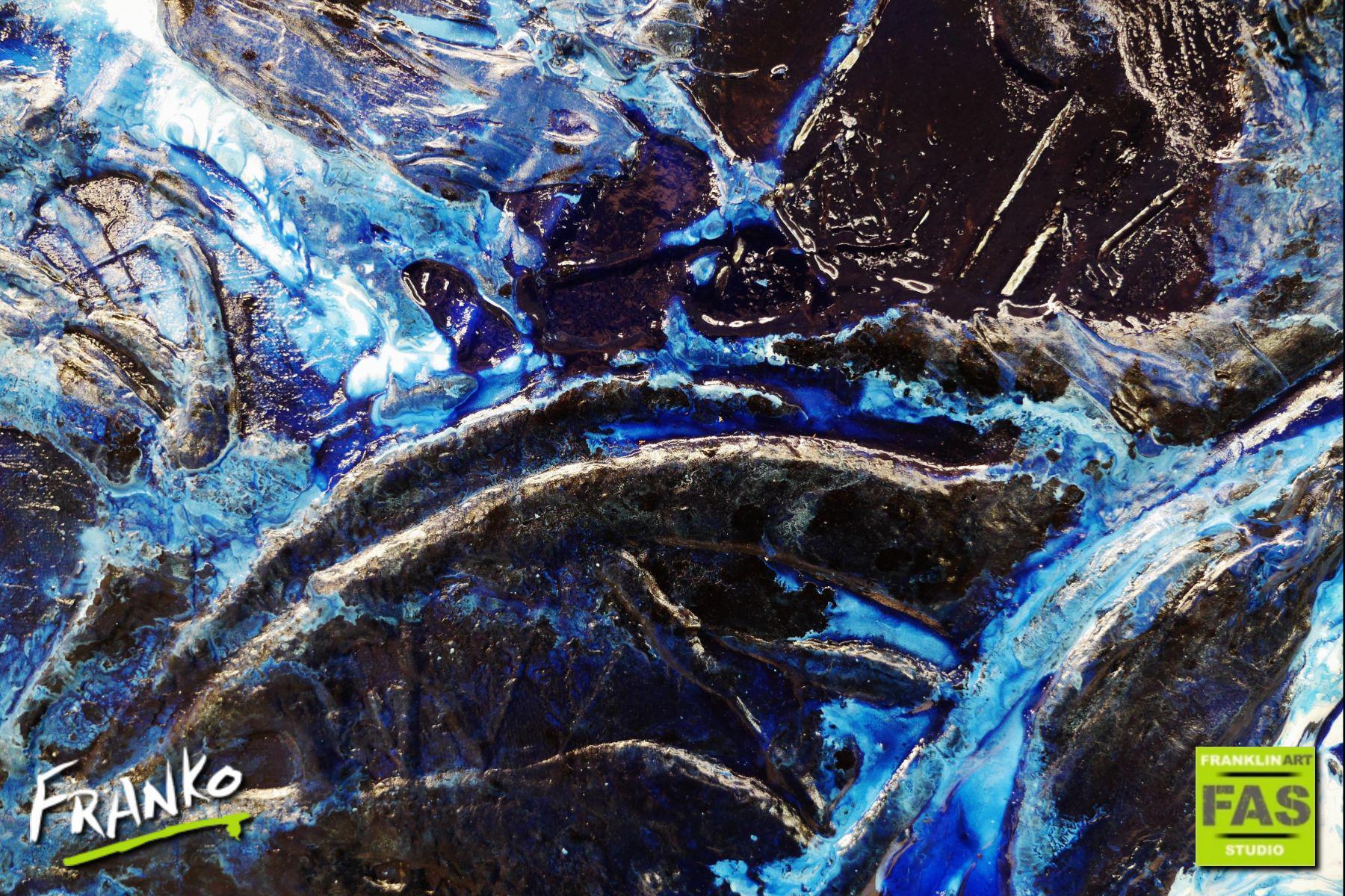 Blue Persona 200cm x 80cm Blue White Ink Acrylic Textured Abstract Painting (SOLD)-Abstract-[Franko]-[Artist]-[Australia]-[Painting]-Franklin Art Studio