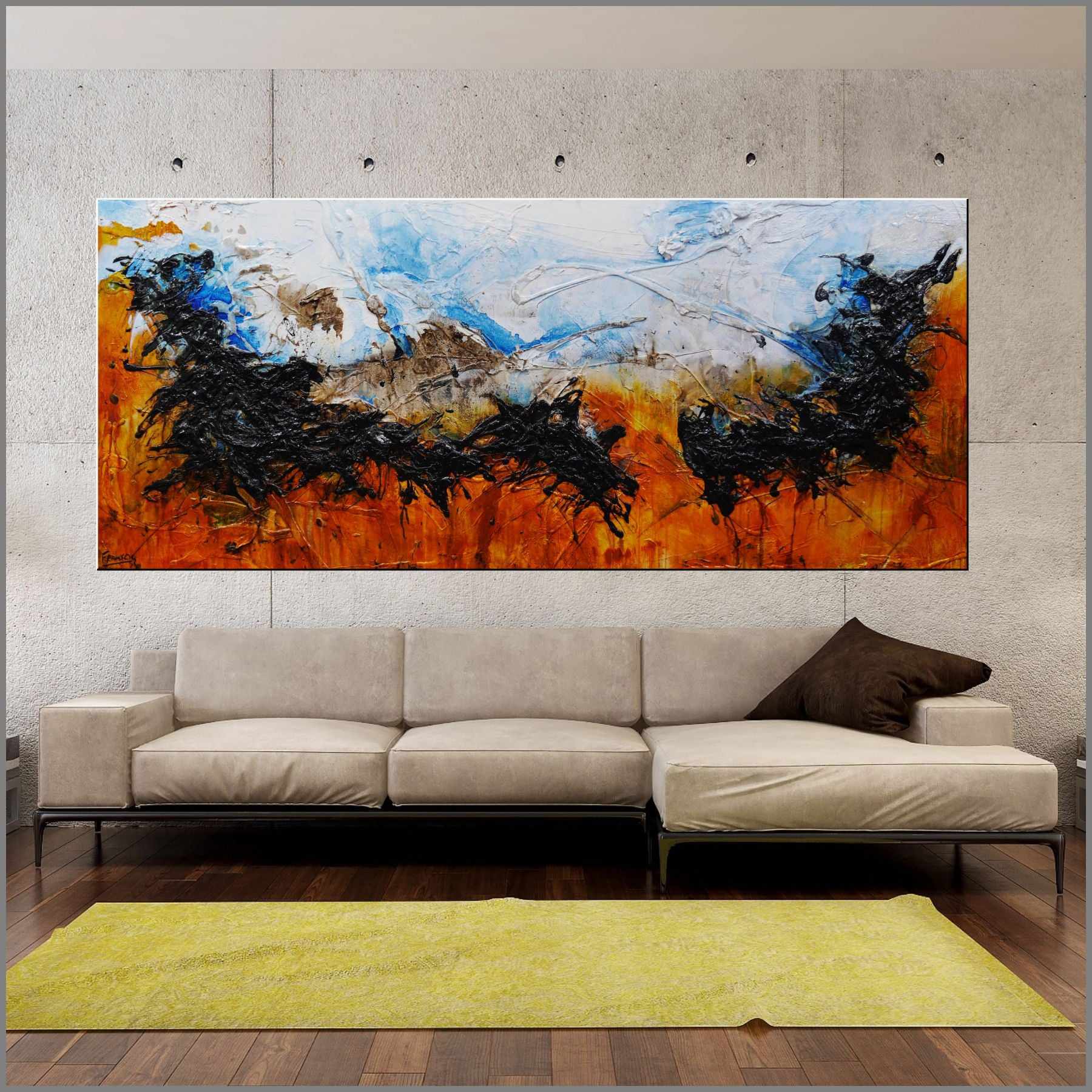Blue Pools 240cm x 100cm Black Sienna White Blue Abstract Painting (SOLD)-abstract-[Franko_Artist]-[Australian_artist]-[Gold_Coast]-[Brisbane]-[modern]-[contemporary]-[original]-[Large_artwork]-[The_Block]-[Dream_Homes]-[ideas]-[Grand_Designs]-[Art_Lover]-Franklin Art Studio