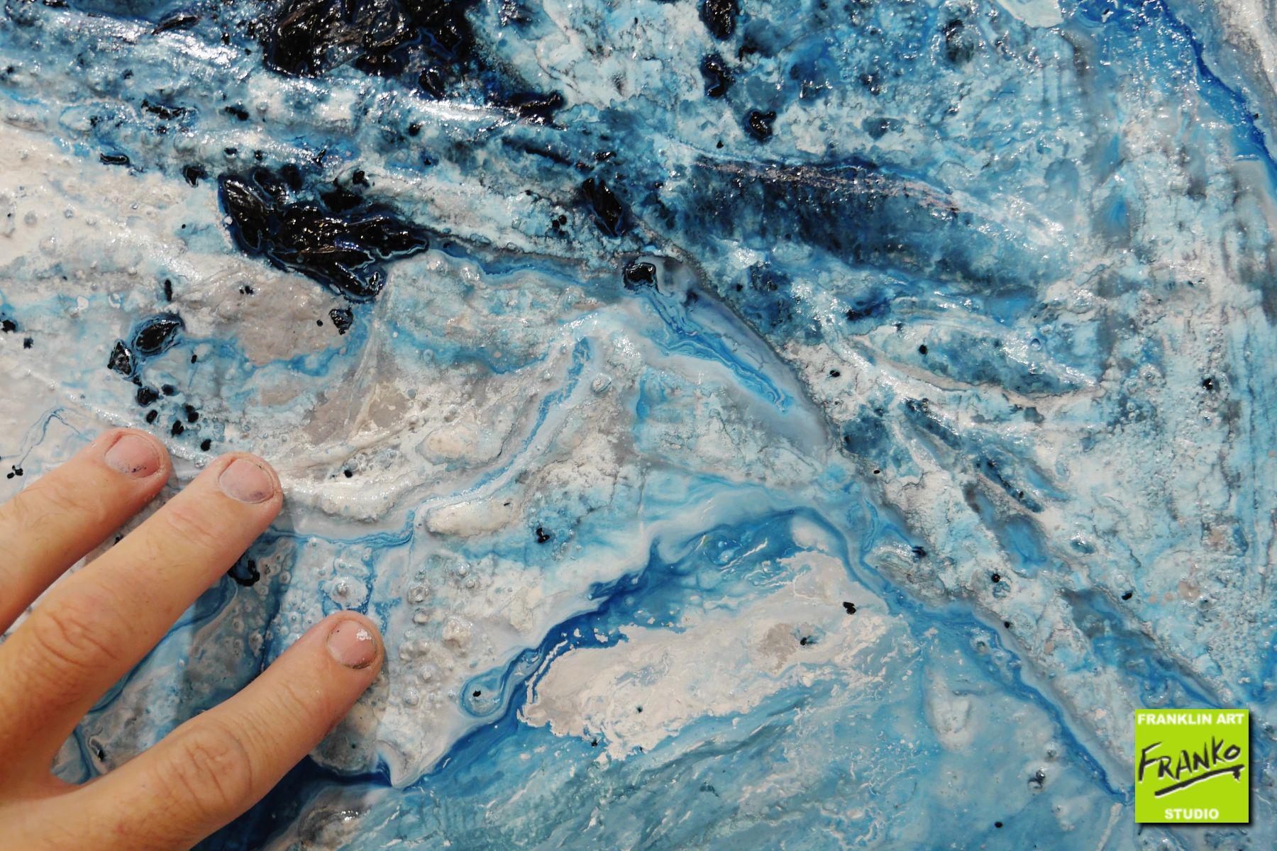 Blue Rapture 150cm x 150cm Blue Grey Textured Abstract Painting (SOLD)