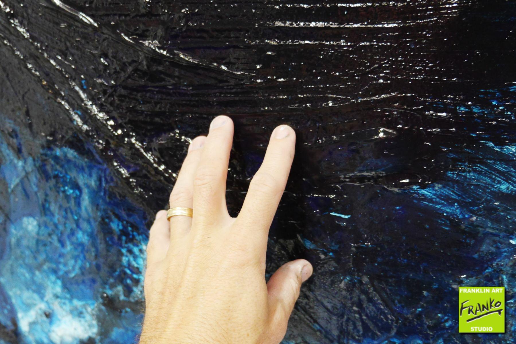 Blue Rapture 150cm x 150cm Blue Grey Textured Abstract Painting (SOLD)