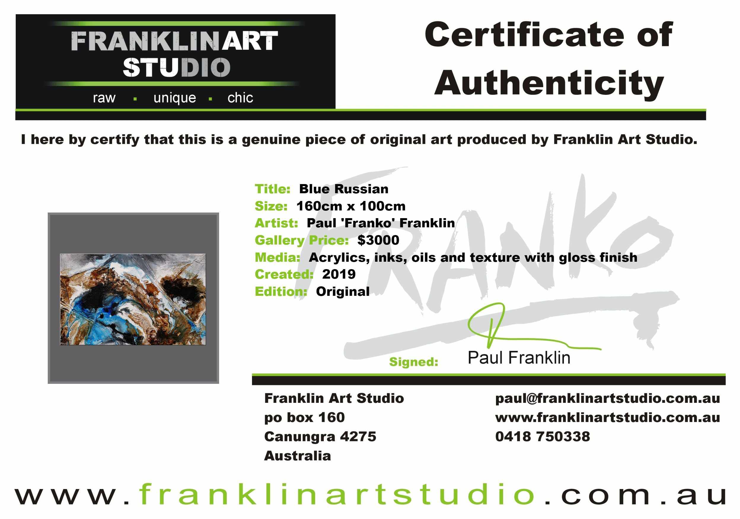 Blue Russian 160cm x 100cm Blue Rust Textured Abstract Painting (SOLD)-Abstract-[Franko_Artist]-[The_Block]-[Dream_Homes]-[ideas]-[Grand_Designs]-[Art_Lover]-Franklin Art Studio
