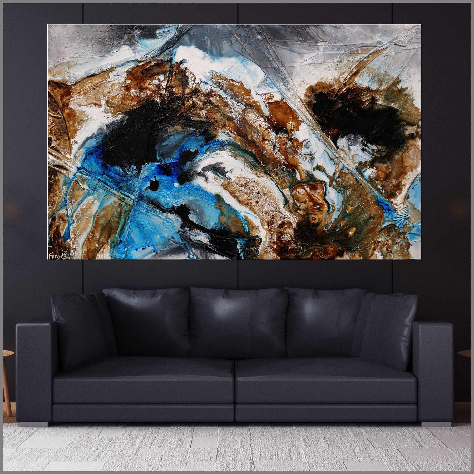 Blue Russian 160cm x 100cm Blue Rust Textured Abstract Painting (SOLD)-Abstract-[Franko_Artist]-[Australian_artist]-[Gold_Coast]-[Brisbane]-[modern]-[contemporary]-[original]-[Large_artwork]-[The_Block]-[Dream_Homes]-[ideas]-[Grand_Designs]-[Art_Lover]-Franklin Art Studio