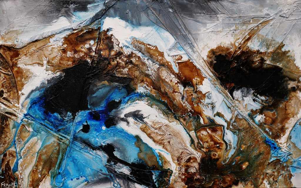 Blue Russian 160cm x 100cm Blue Rust Textured Abstract Painting (SOLD)-Abstract-[Franko_Artist]-[Australian_artist]-[Gold_Coast]-[Brisbane]-[modern]-[contemporary]-[original]-[Large_artwork]-Franklin Art Studio