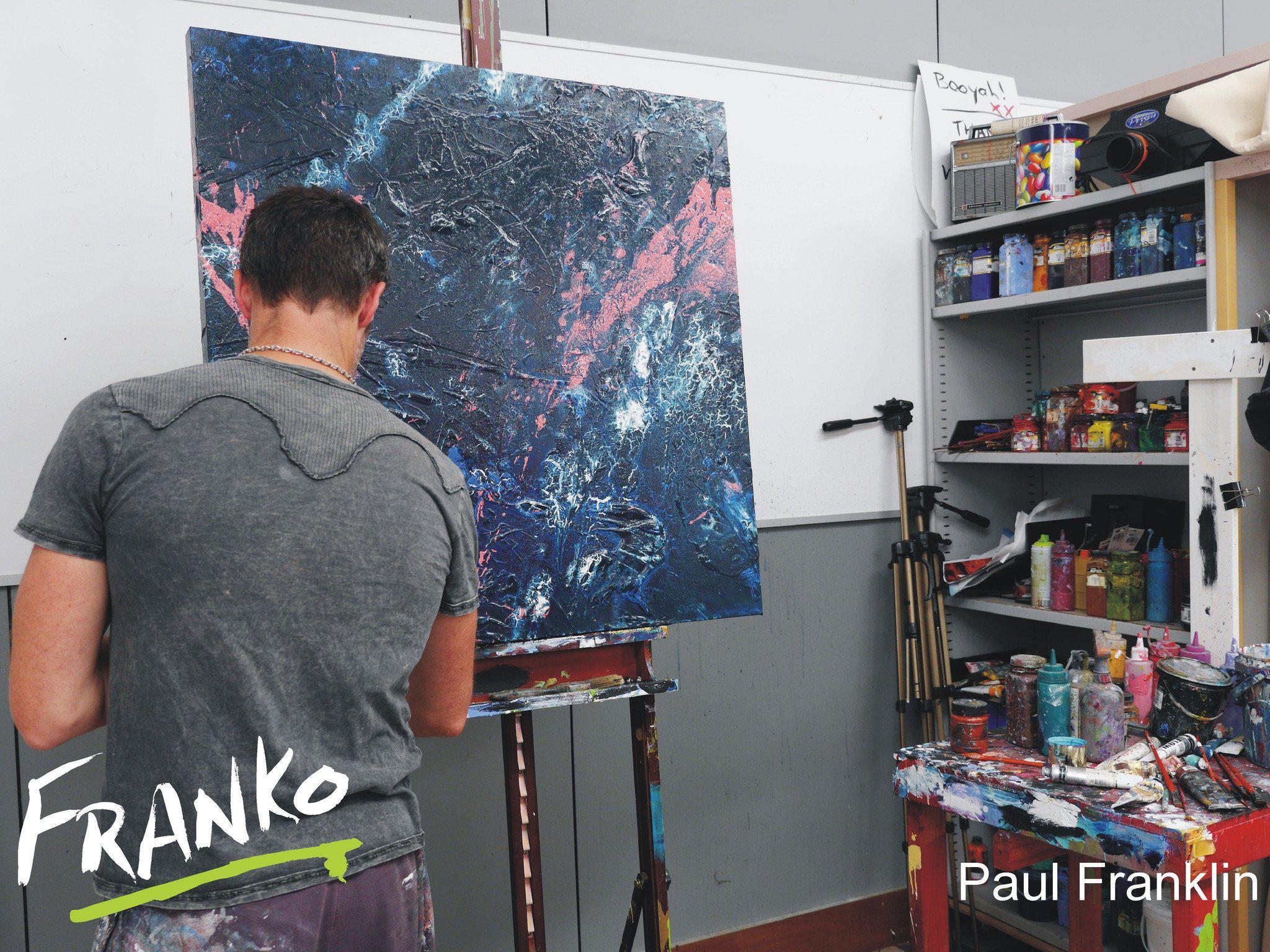 Blue Shine 100cm x 100cm Abstract Painting Blue (SOLD)-abstract-[Franko_Artist]-[The_Block]-[Dream_Homes]-[ideas]- [Grand_Designs]-Franklin Art Studio
